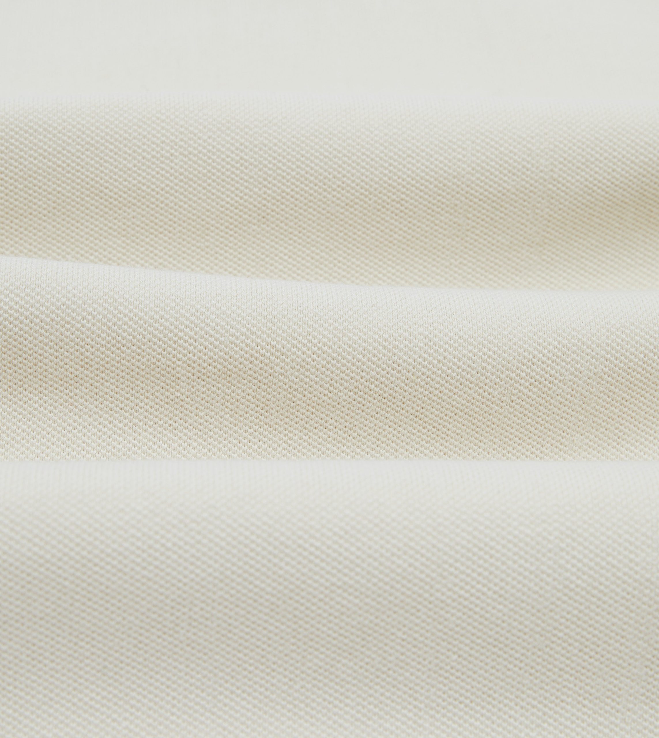 Ecru Pique Cotton Long-Sleeve Polo Shirt - Image 2