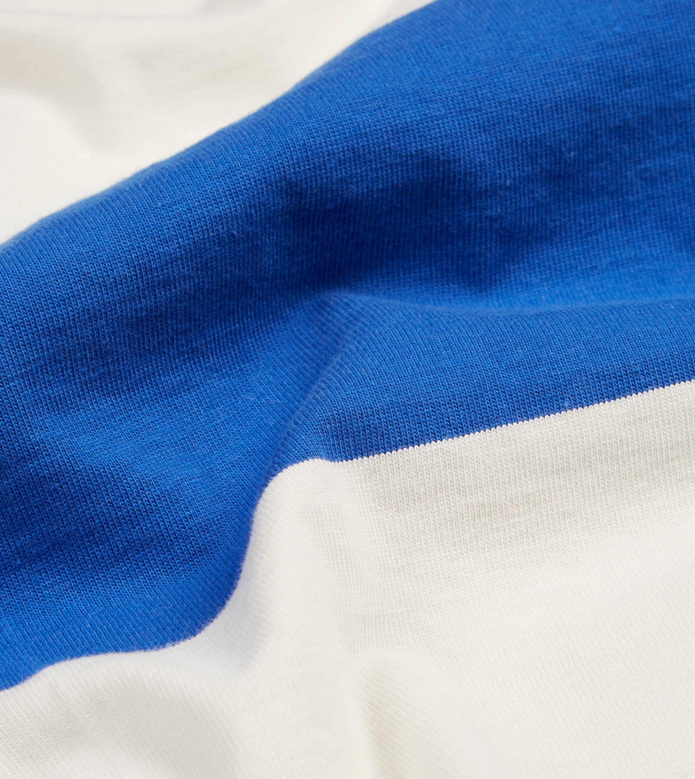 Blue and White Wide Stripe Mock Collar Long-Sleeve Jersey - Image 2