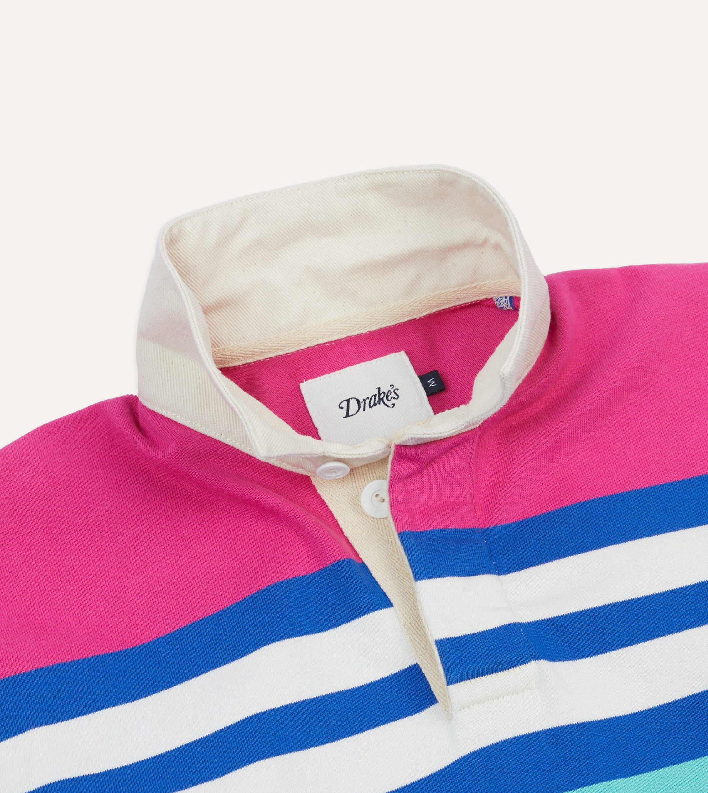 Pink. Green and Blue Stripe Cotton Rugby Shirt - Image 4
