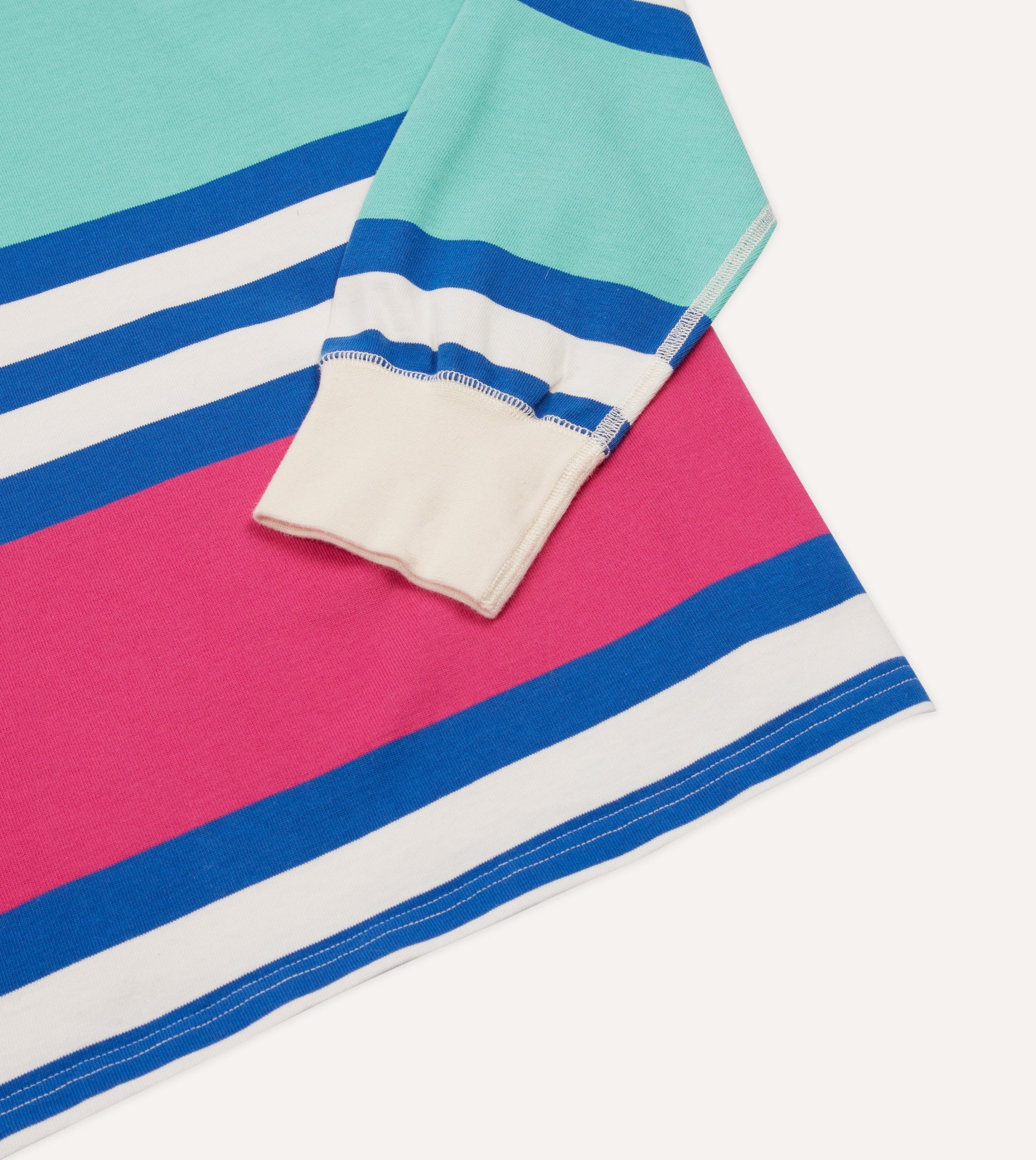 Pink. Green and Blue Stripe Cotton Rugby Shirt - Image 5