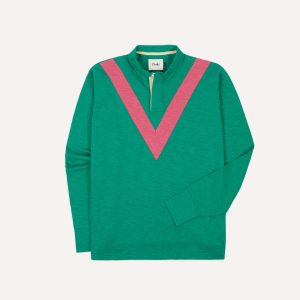 Green and Pink Chevron Flam?? Cotton Rugby Shirt