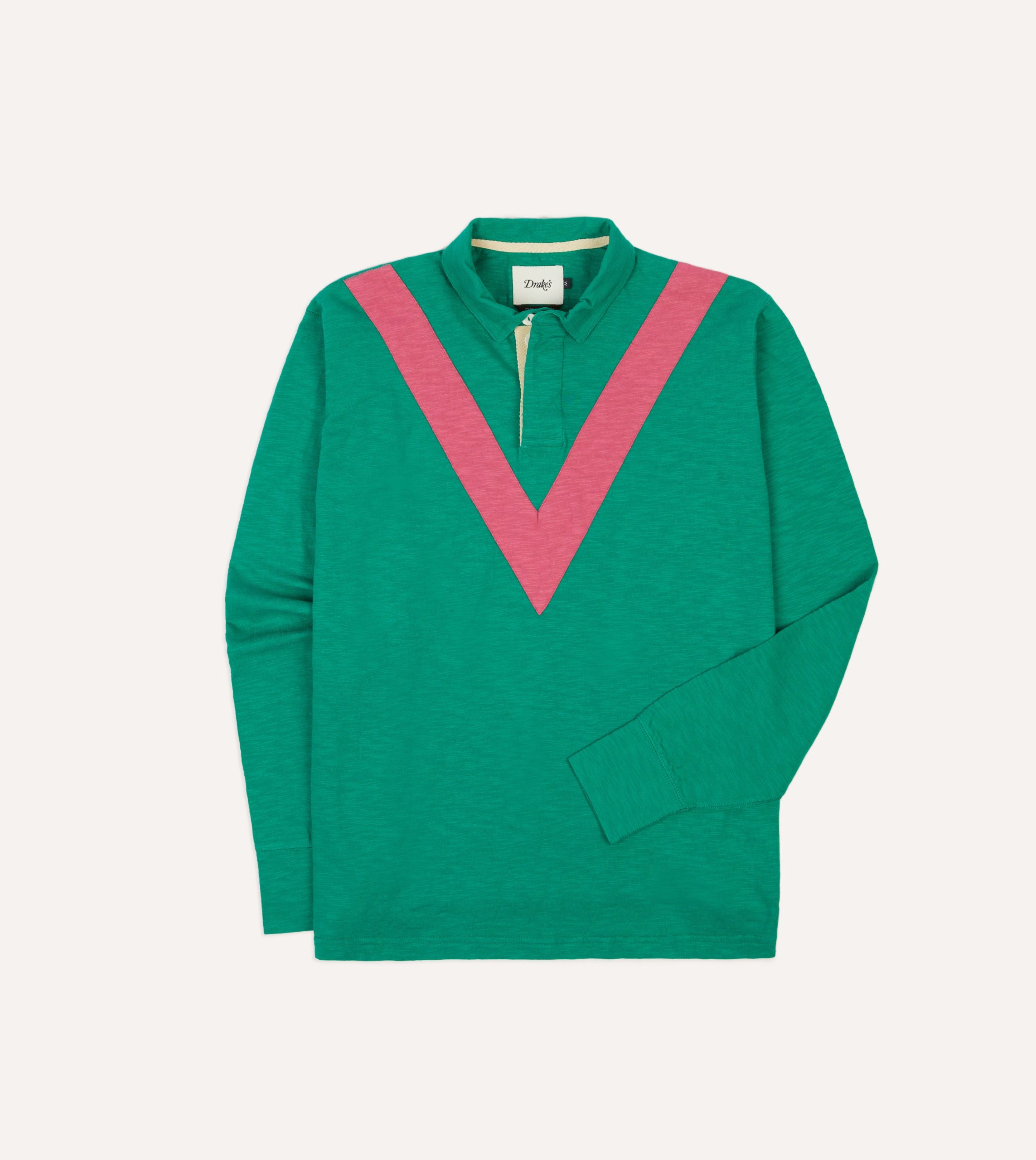 Green and Pink Chevron Flamé Cotton Rugby Shirt