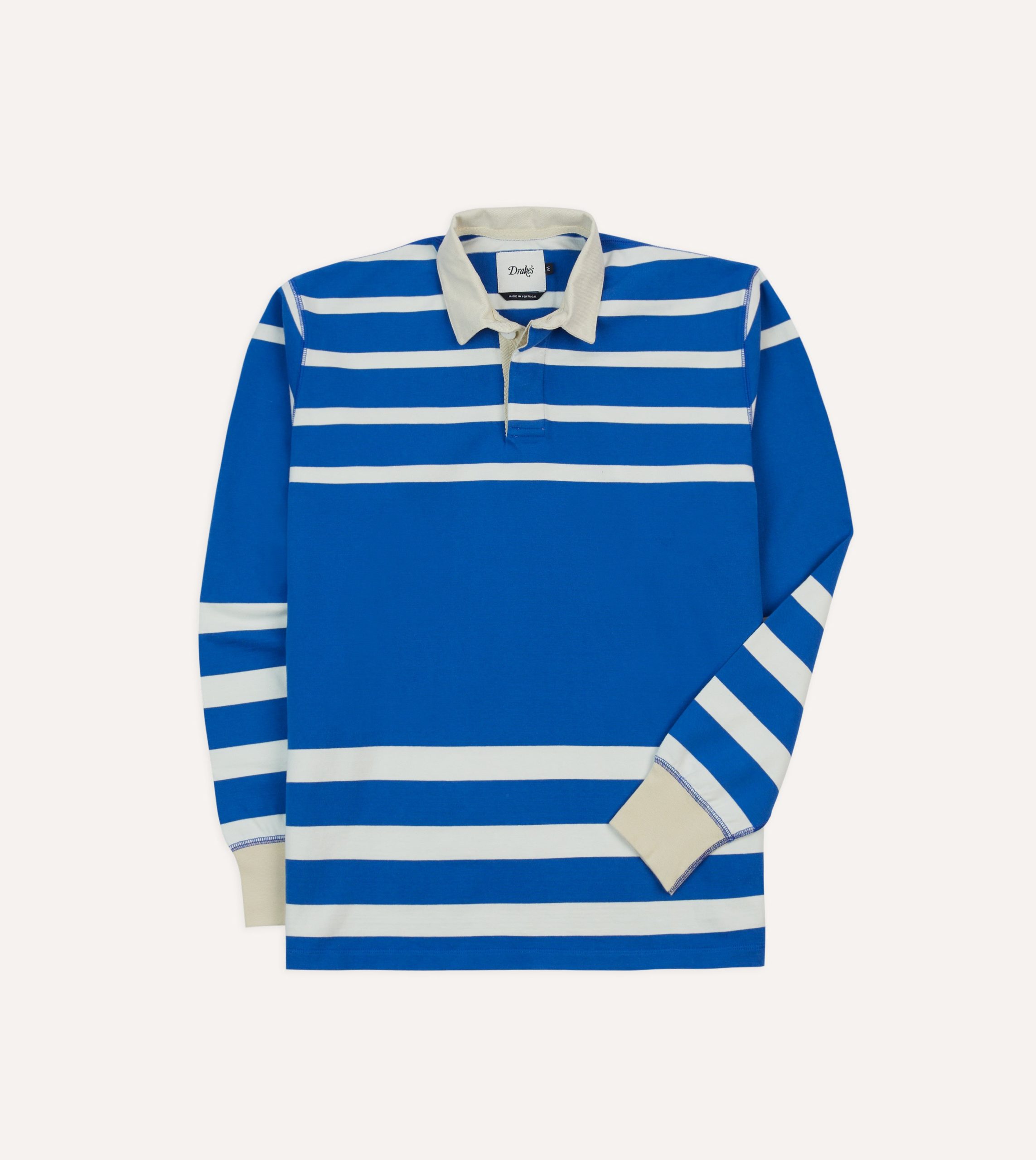Blue and White Dual Stripe Cotton Rugby Shirt