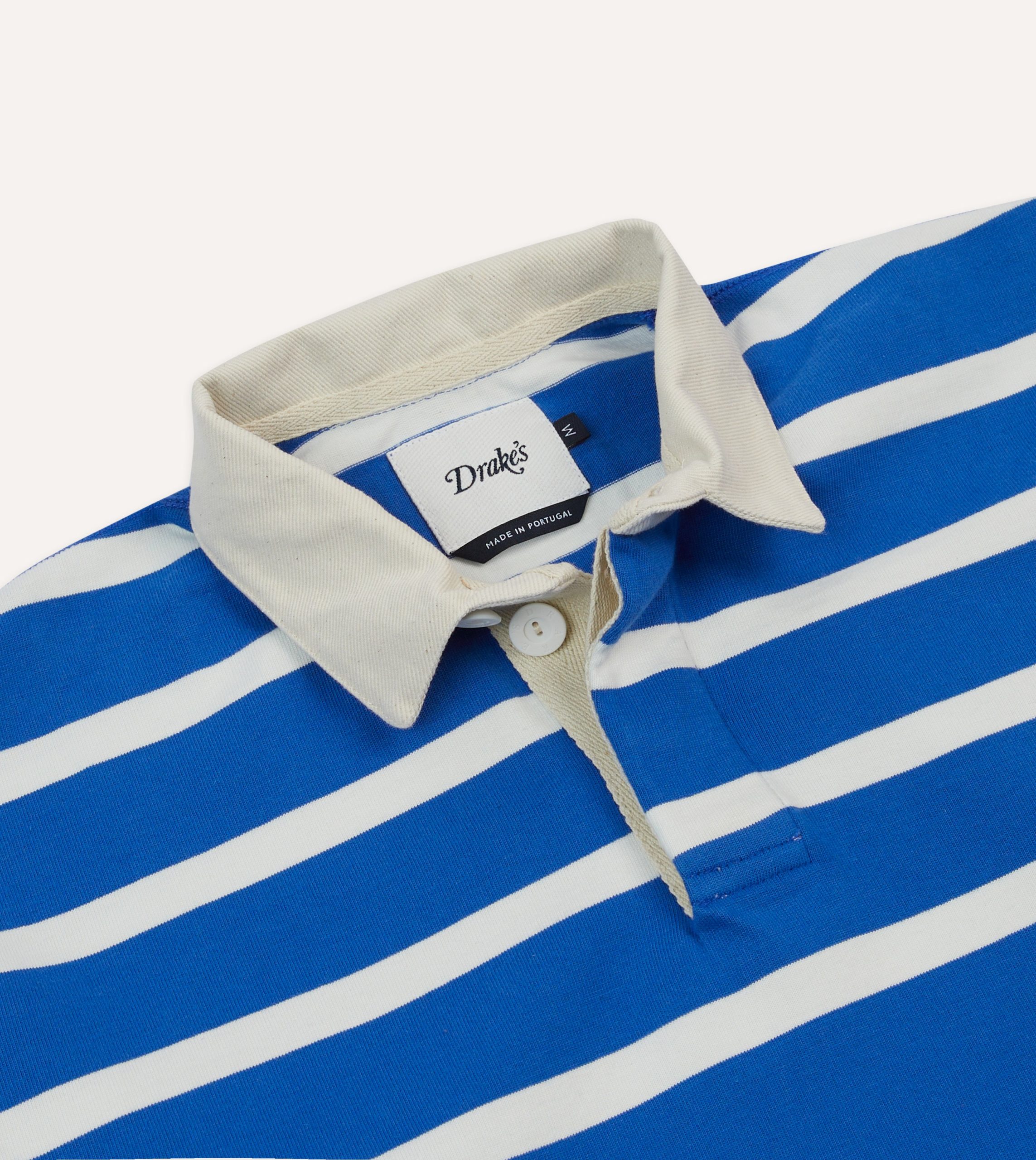 Blue and White Dual Stripe Cotton Rugby Shirt - Image 3