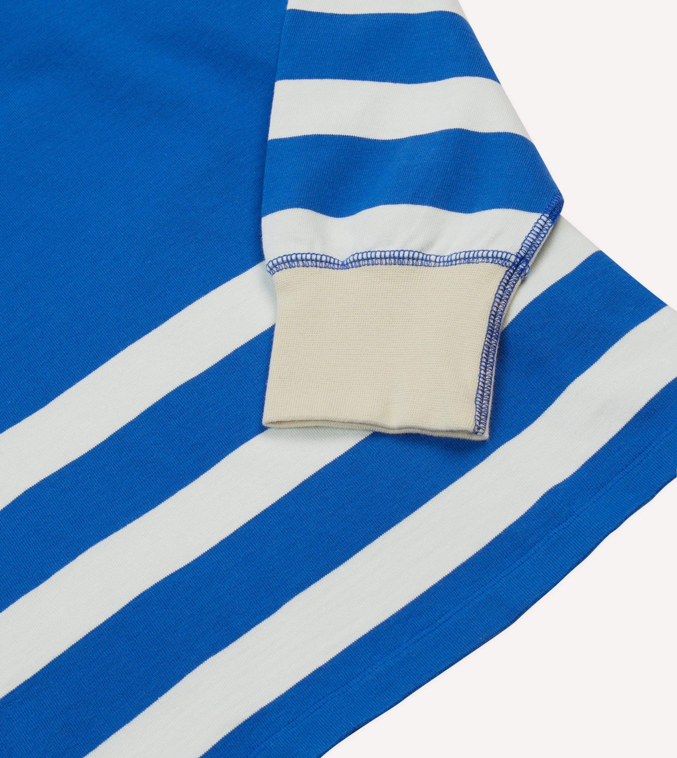 Blue and White Dual Stripe Cotton Rugby Shirt - Image 5