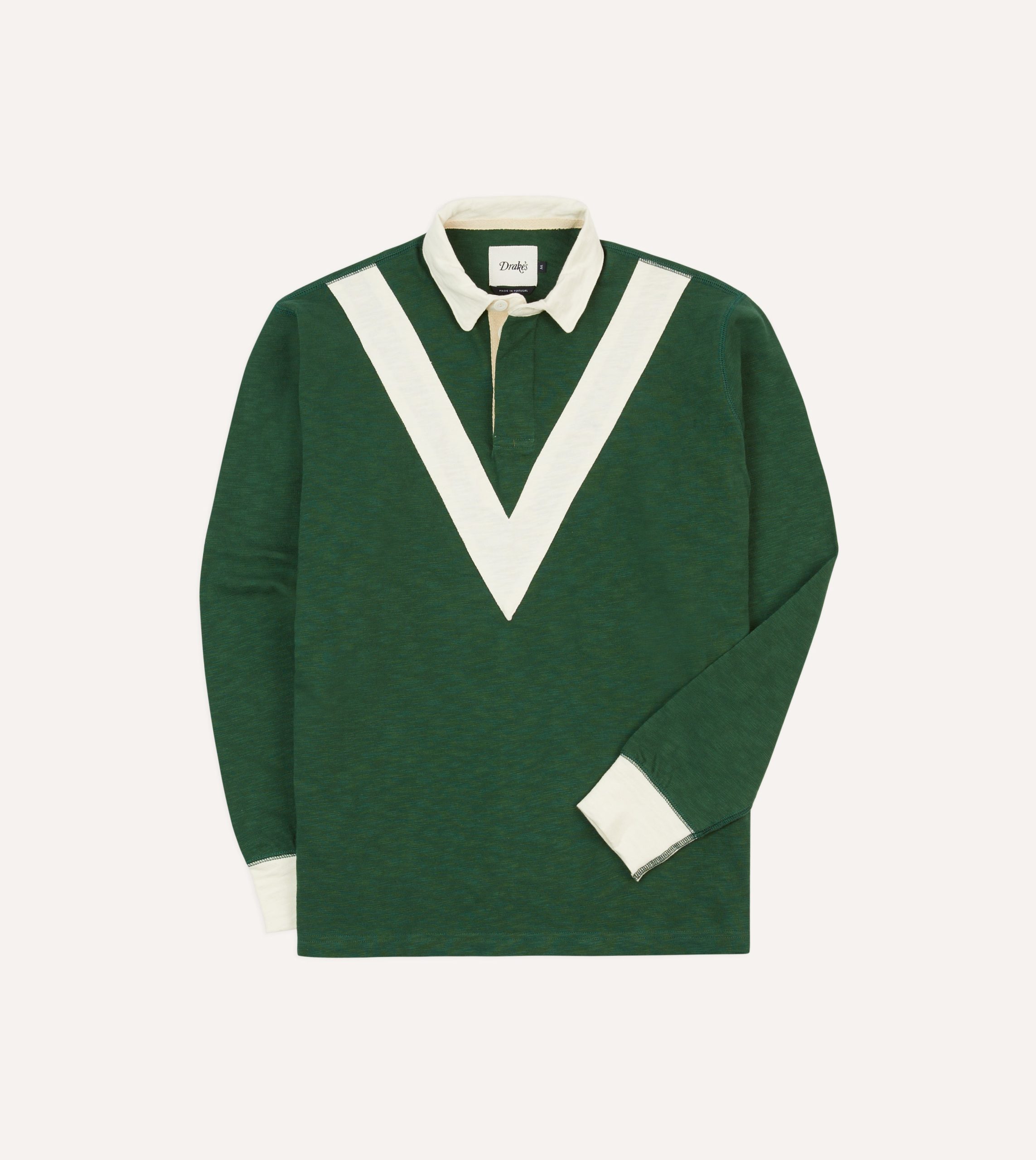 Green and Ecru Chevron Flamé Cotton Rugby Shirt
