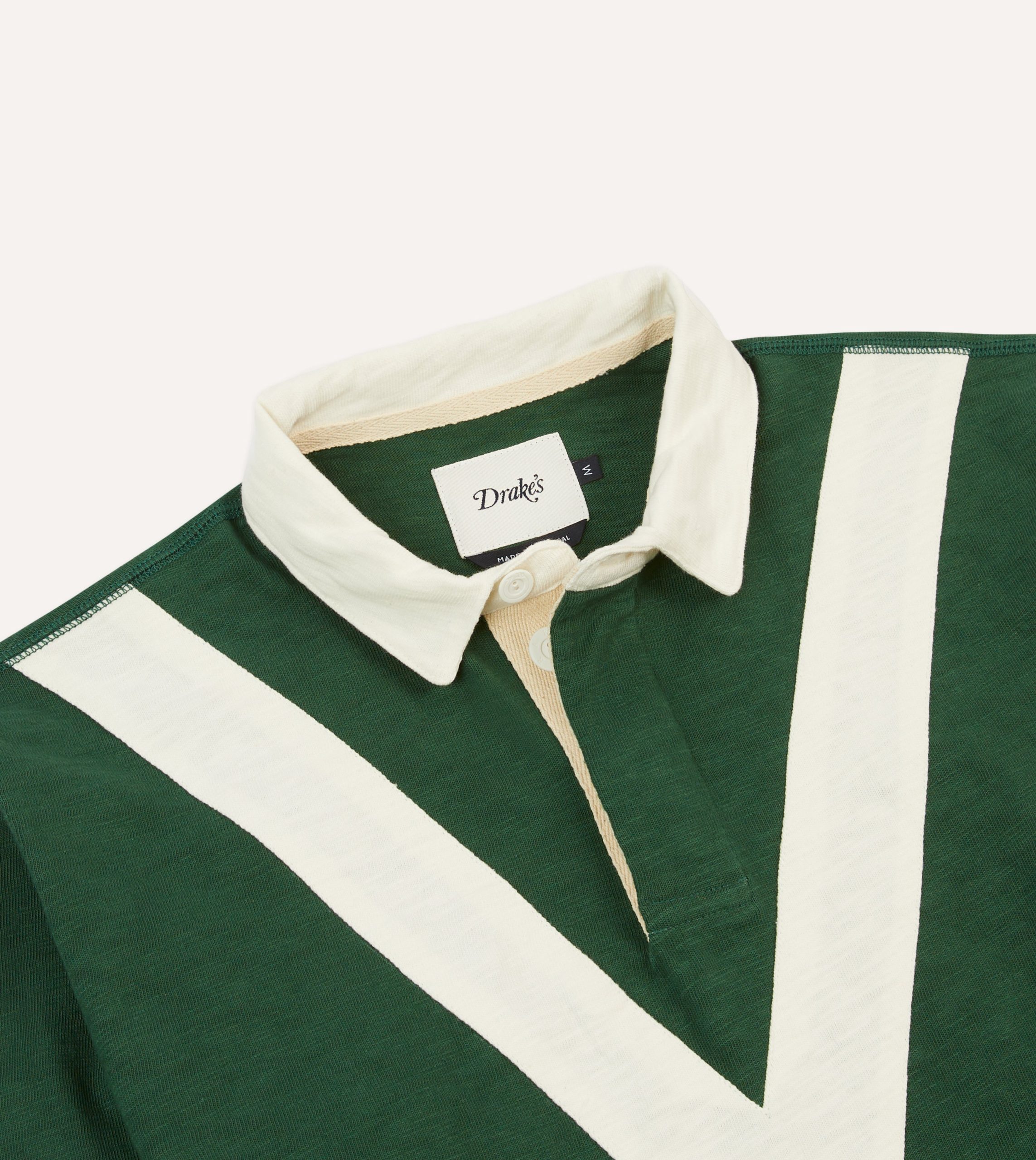 Green and Ecru Chevron Flamé Cotton Rugby Shirt - Image 3