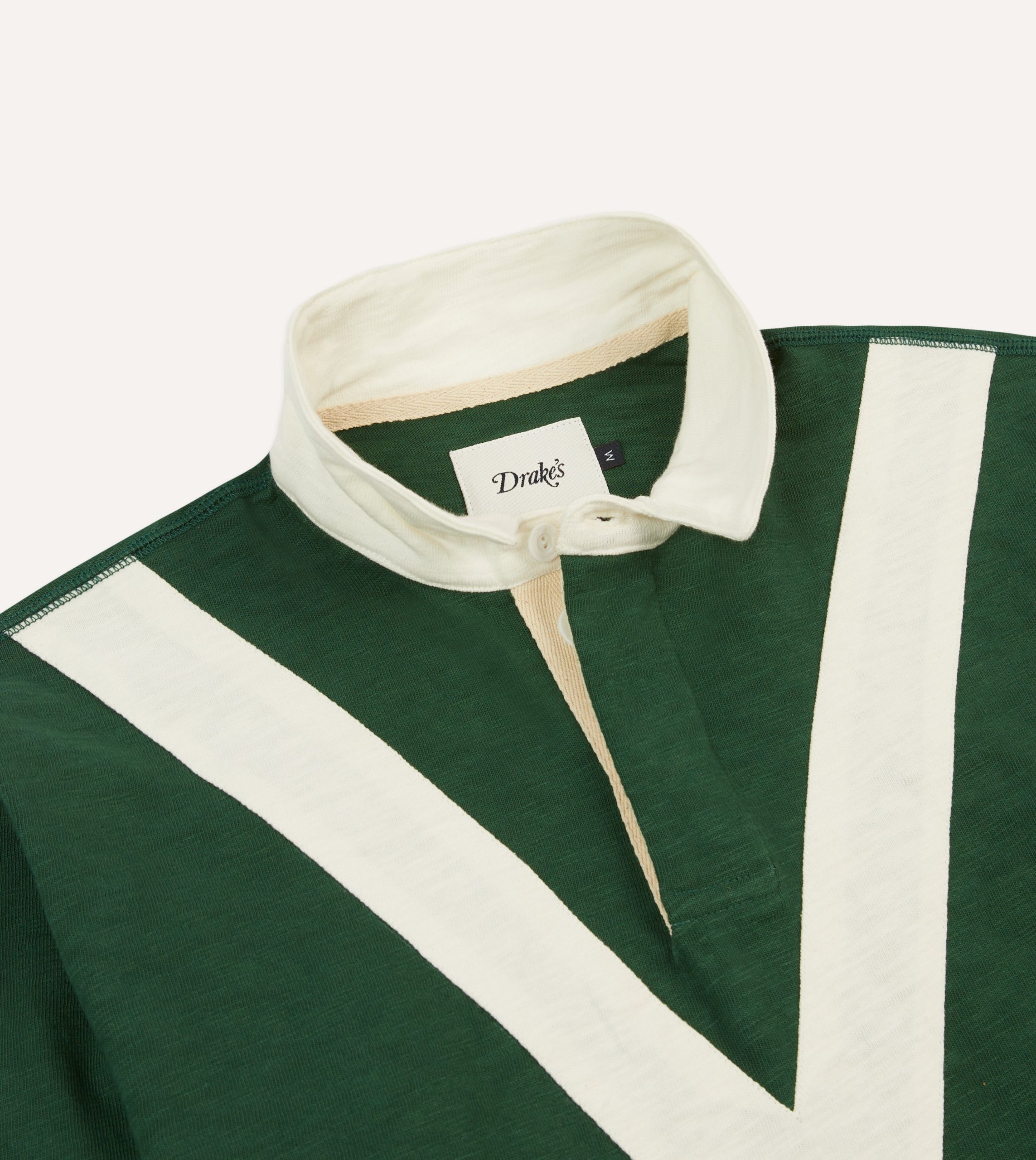 Green and Ecru Chevron Flamé Cotton Rugby Shirt - Image 4