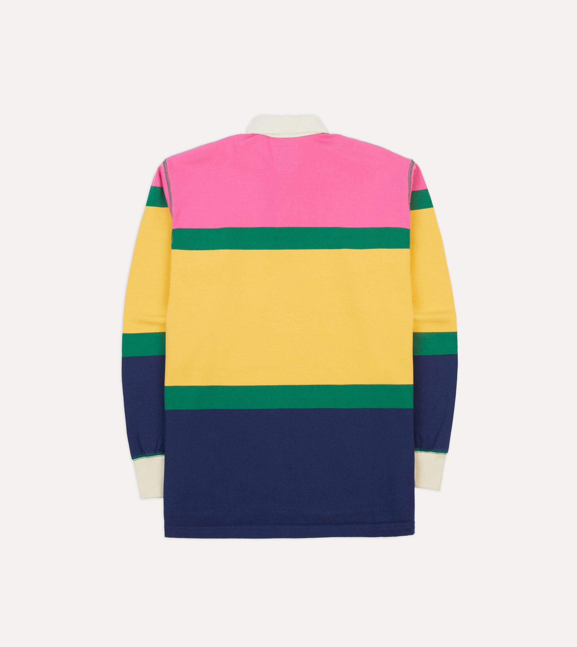 Pink. Green. Yellow and Navy Multi Stripe Cotton Rugby Shirt - Image 6