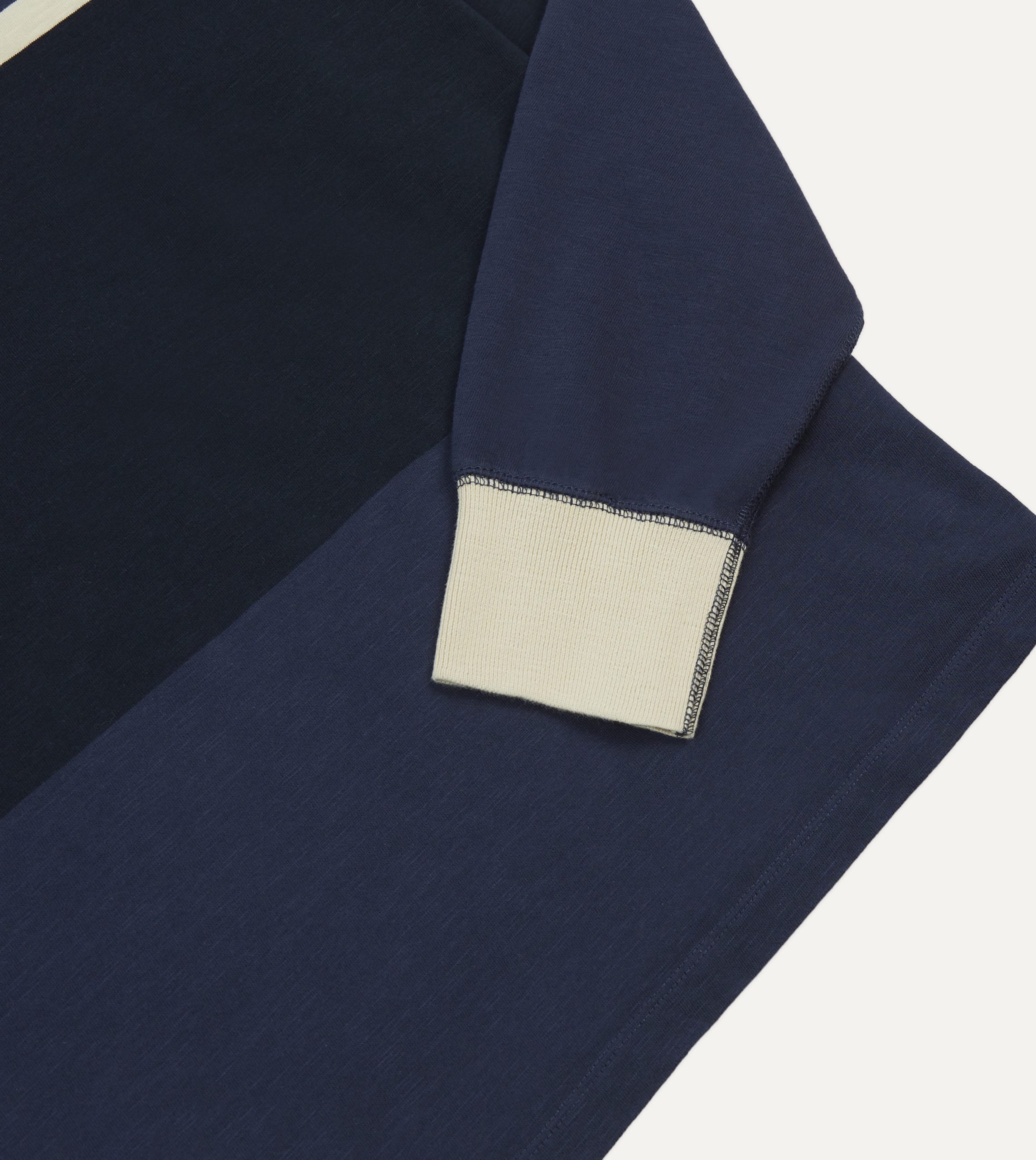 Navy and Ecru Stripe Mock Collar Long-Sleeve Jersey - Image 5