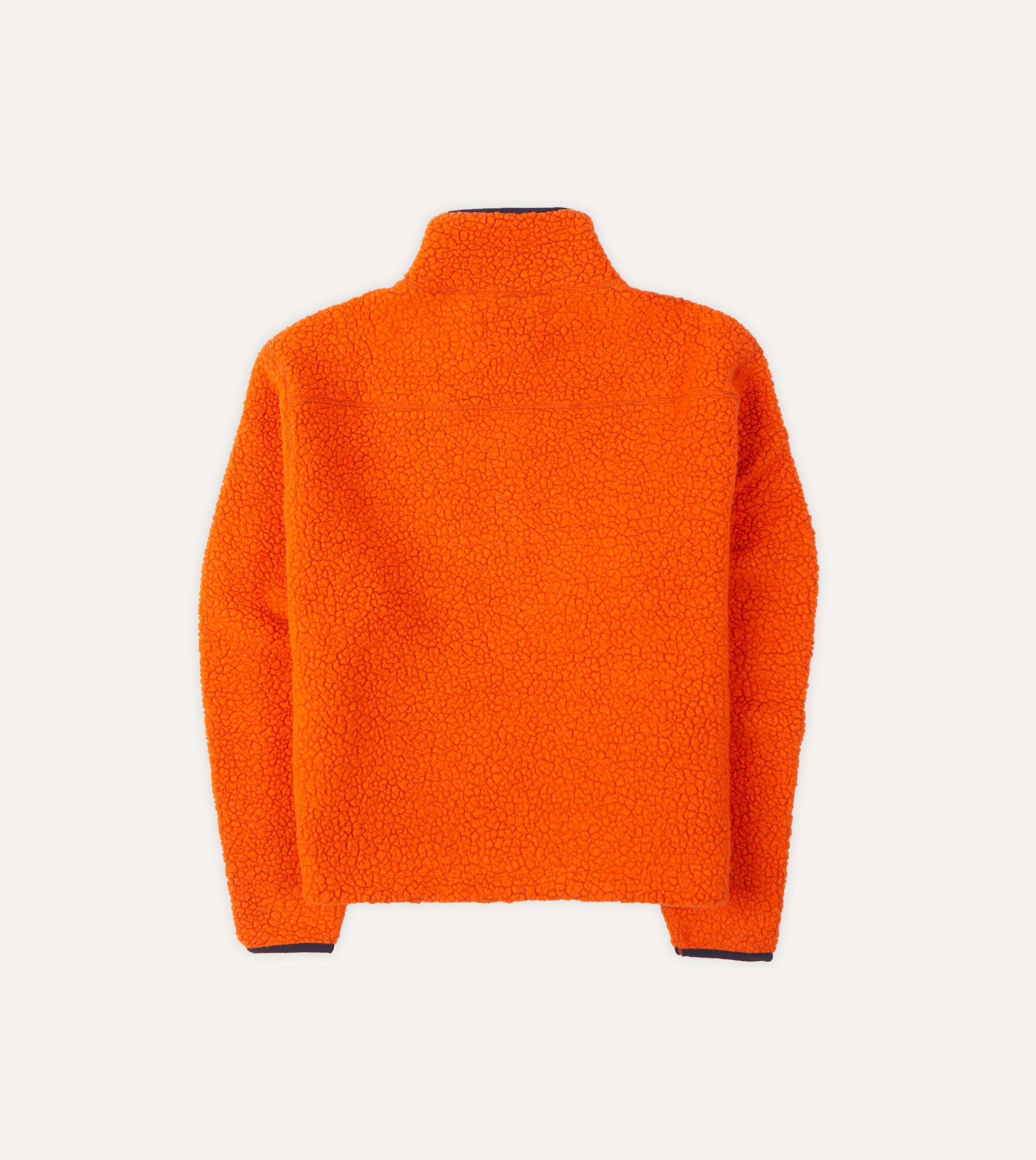 Orange Boucle Wool Zip Fleece Jacket - Image 6