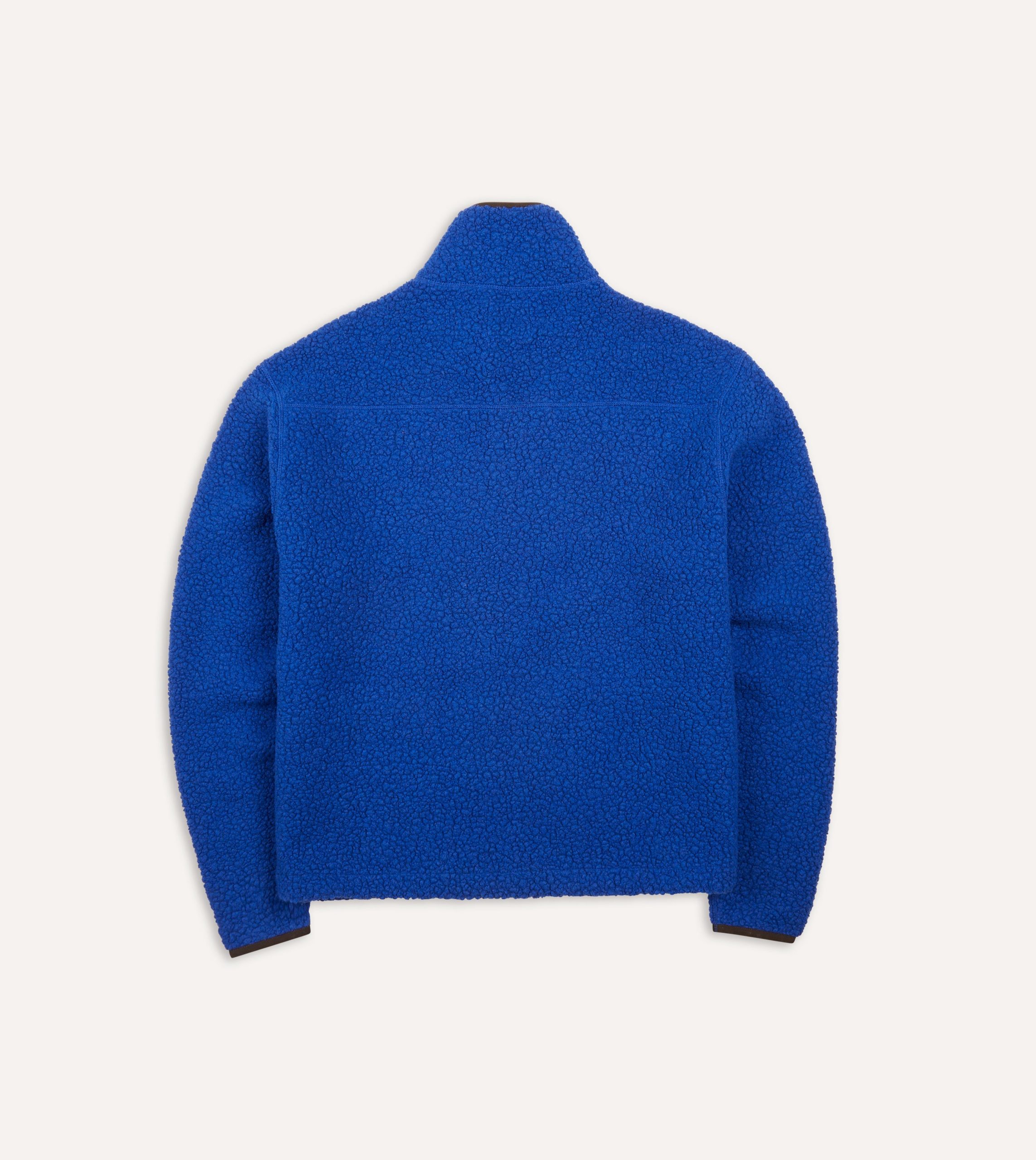 Blue Boucle Wool Zip Fleece Jacket - Image 7