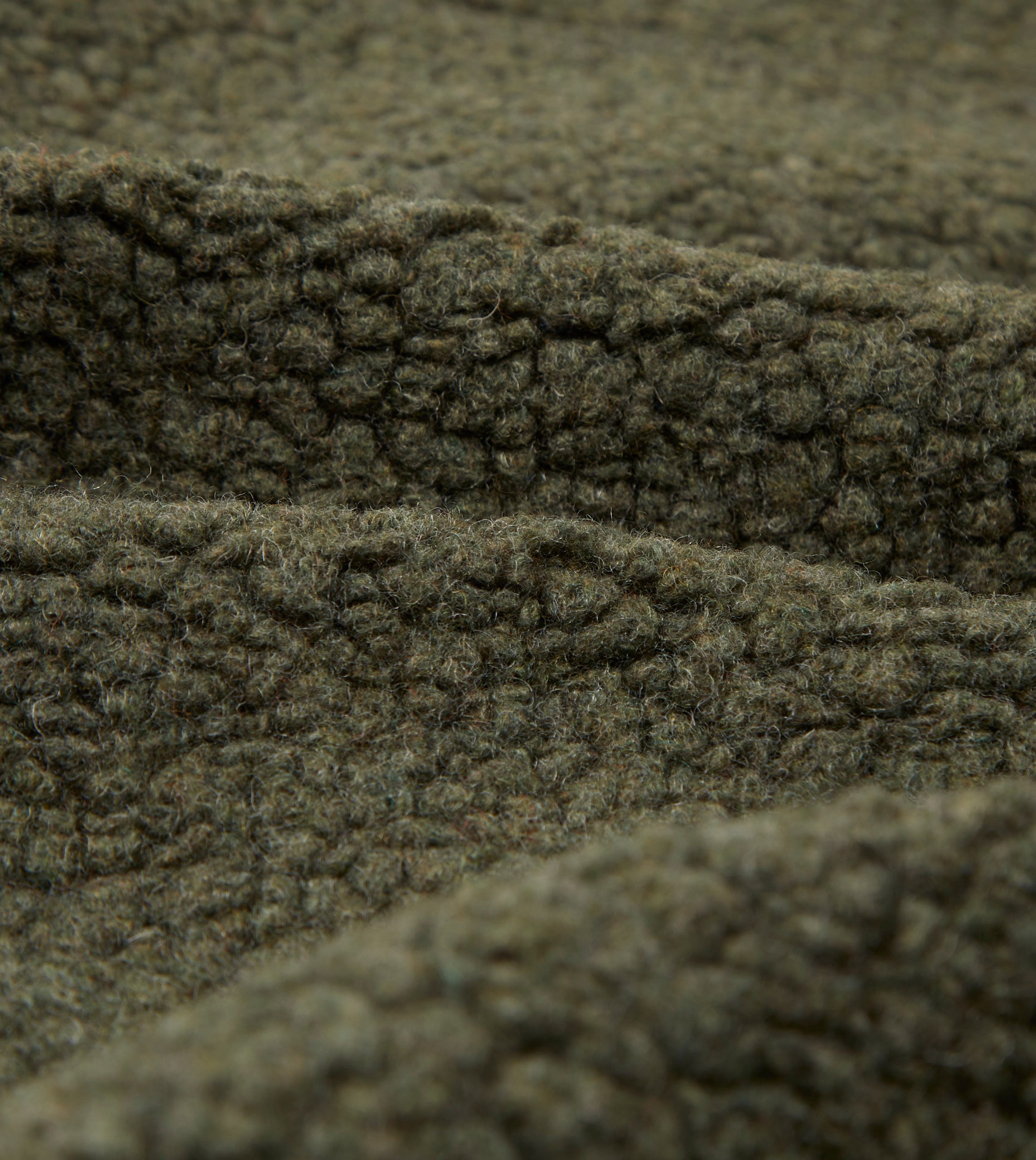 Green Boucle Wool Zip Fleece Jacket - Image 2