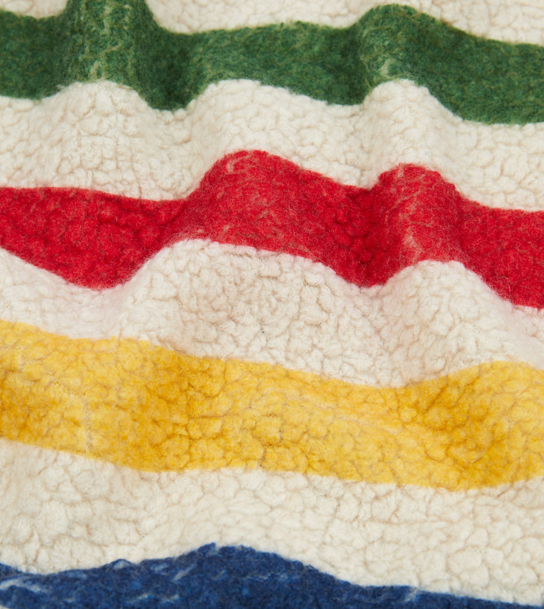 Ecru Stripe Boucle Wool Zip Fleece Vest - Image 2