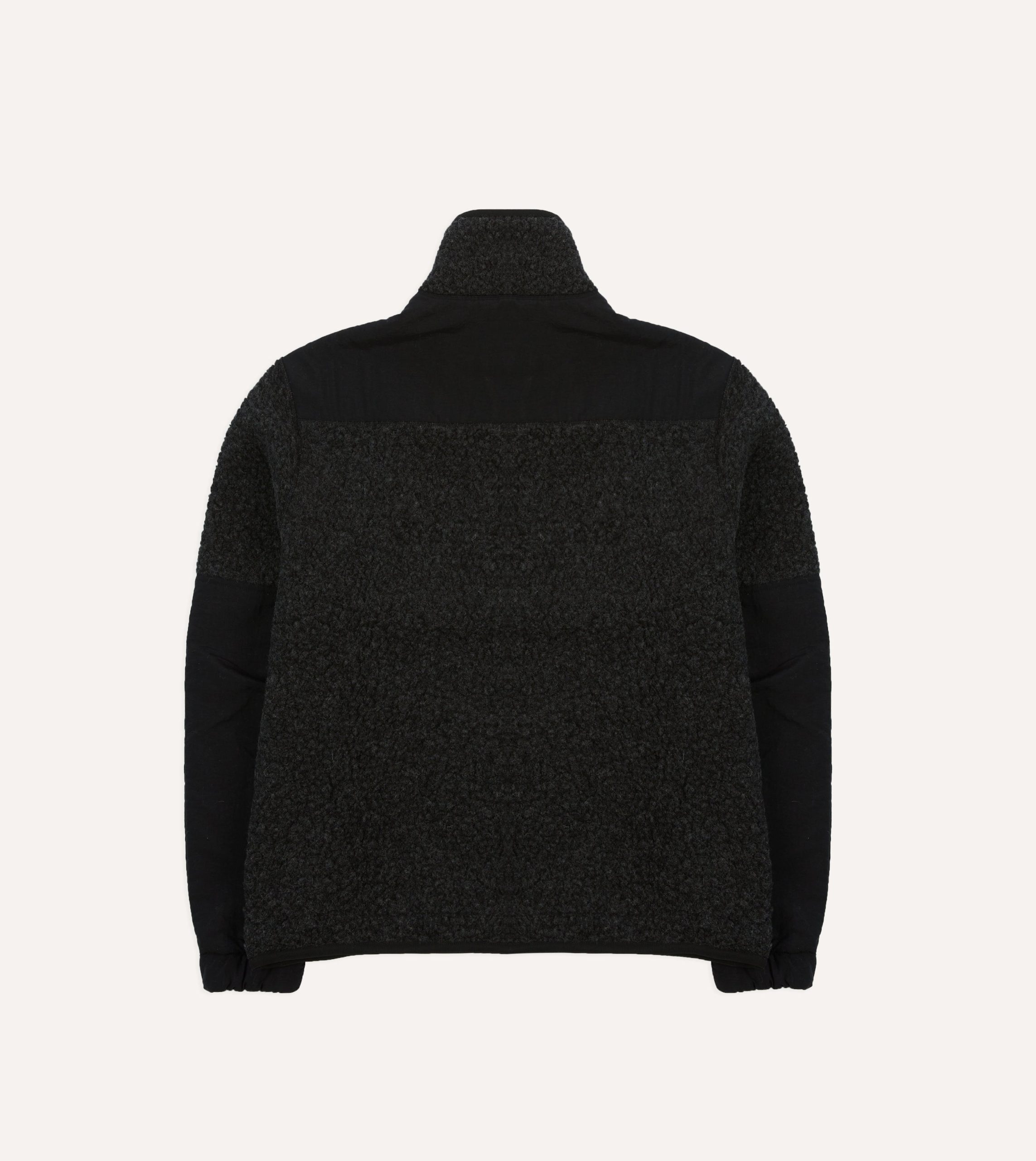 Drake's by A. Levine Grey Boucle Wool Half-Zip Fleece Jacket - Image 8