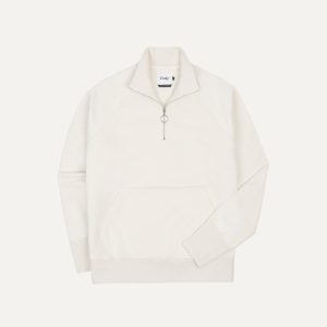 Ecru Cotton Quarter Zip Sweatshirt