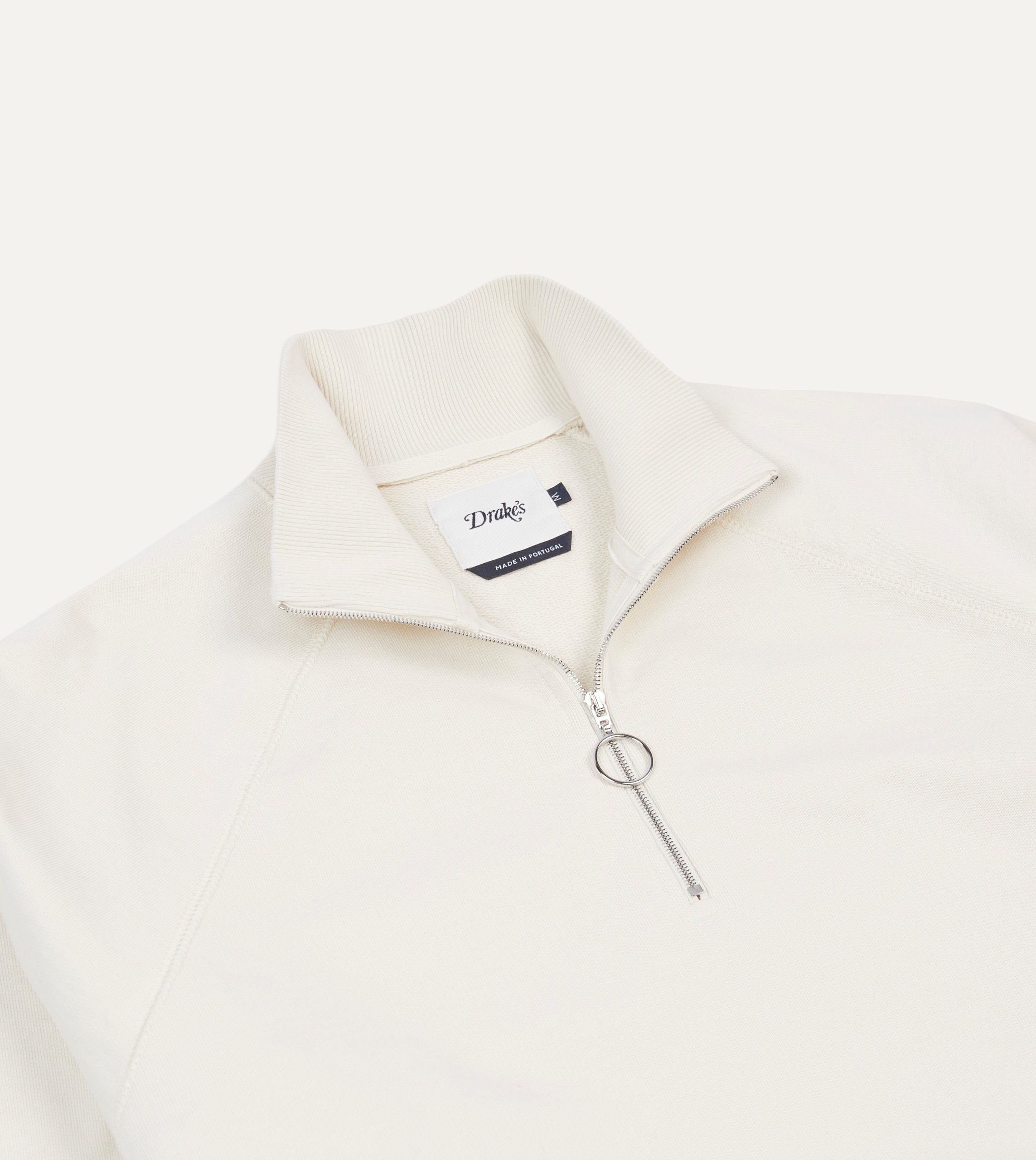 Ecru Cotton Quarter Zip Sweatshirt - Image 3