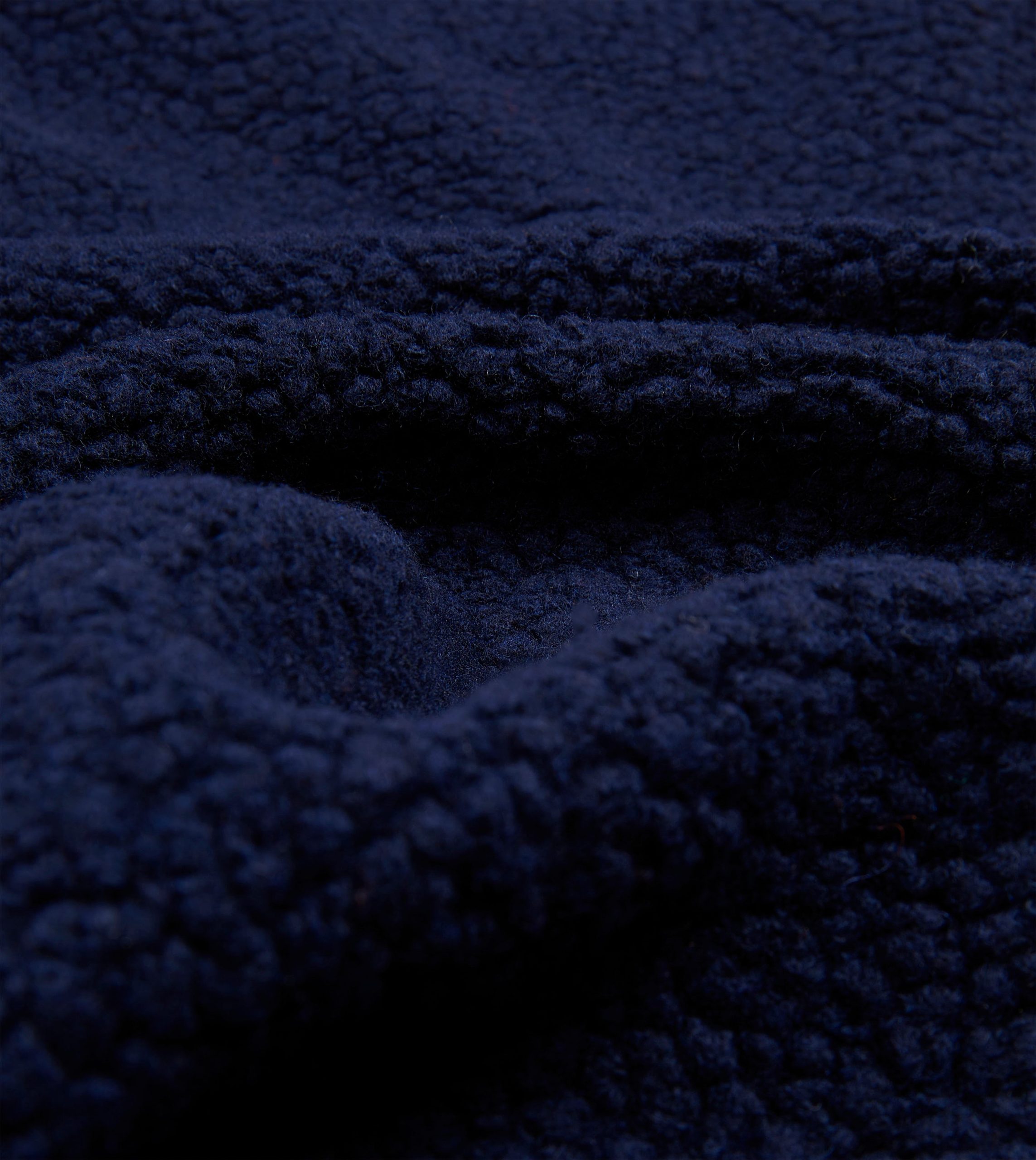 Navy Boucle Wool Zip Fleece Vest - Image 2