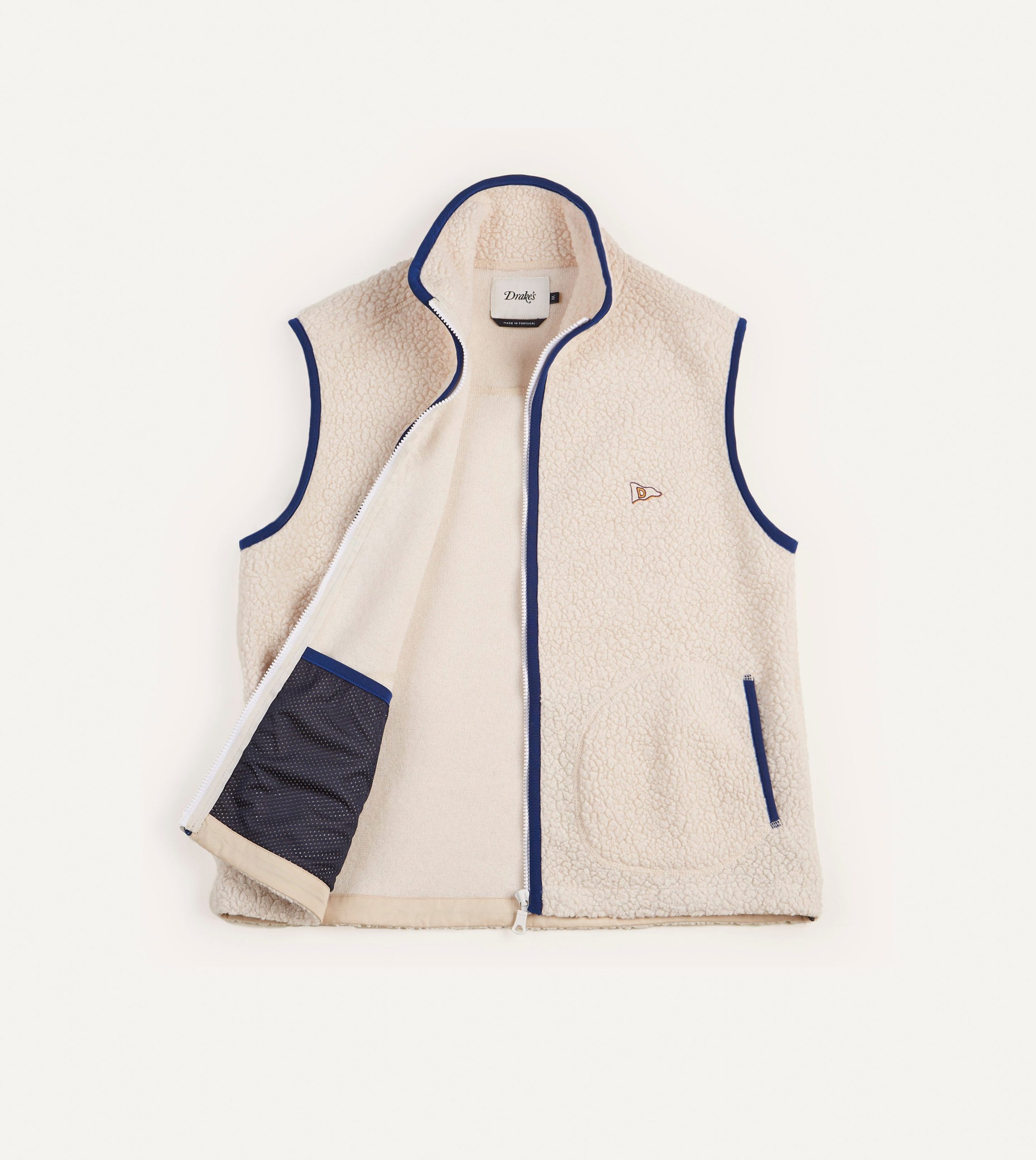 Ecru Boucle Wool Zip Fleece Vest - Image 3