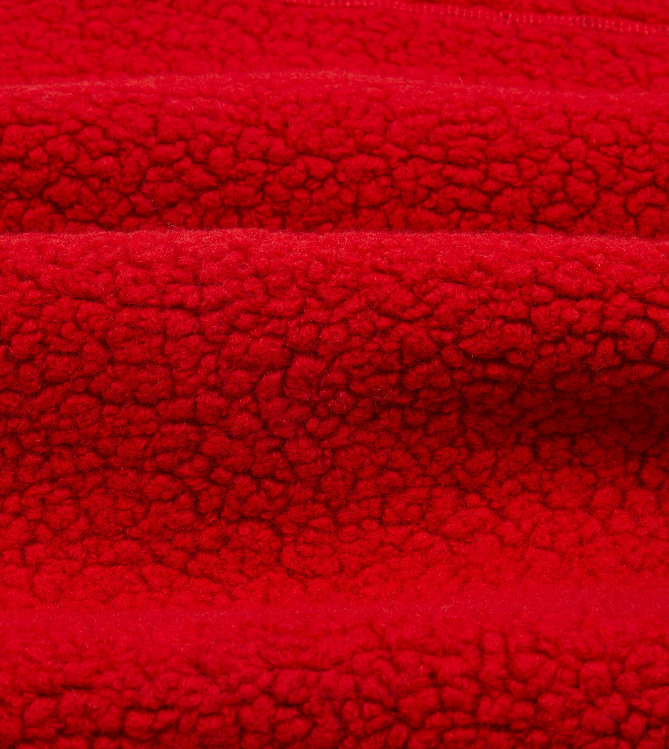 Red Boucle Wool Zip Fleece Vest - Image 2