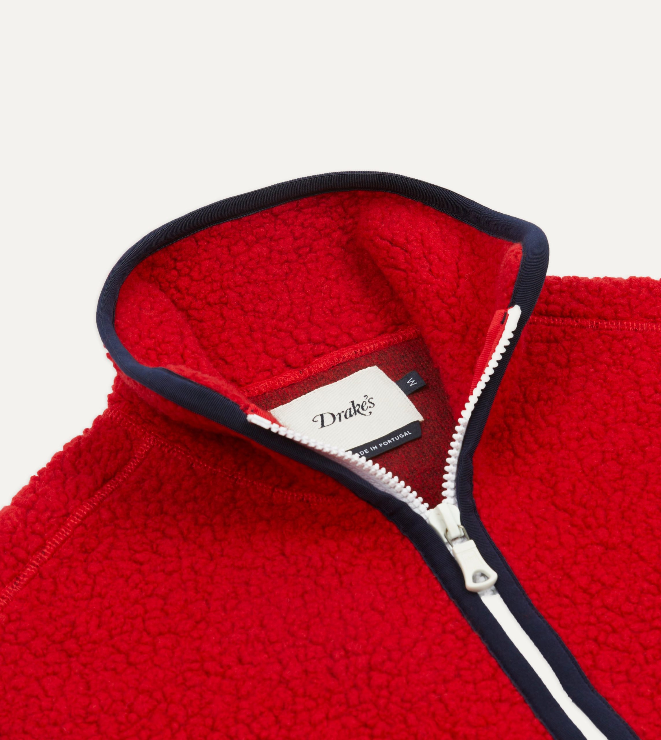 Red Boucle Wool Zip Fleece Vest - Image 3