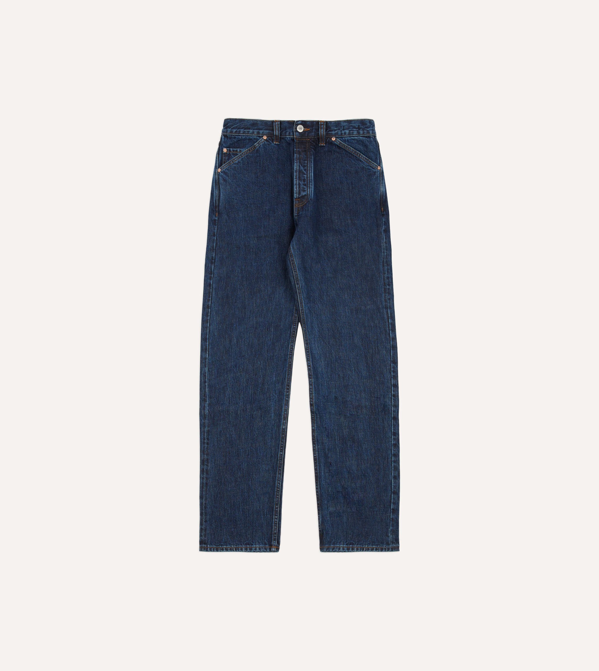 Stone Wash 14.2oz Japanese Selvedge Denim Five-Pocket Jeans - Image 3