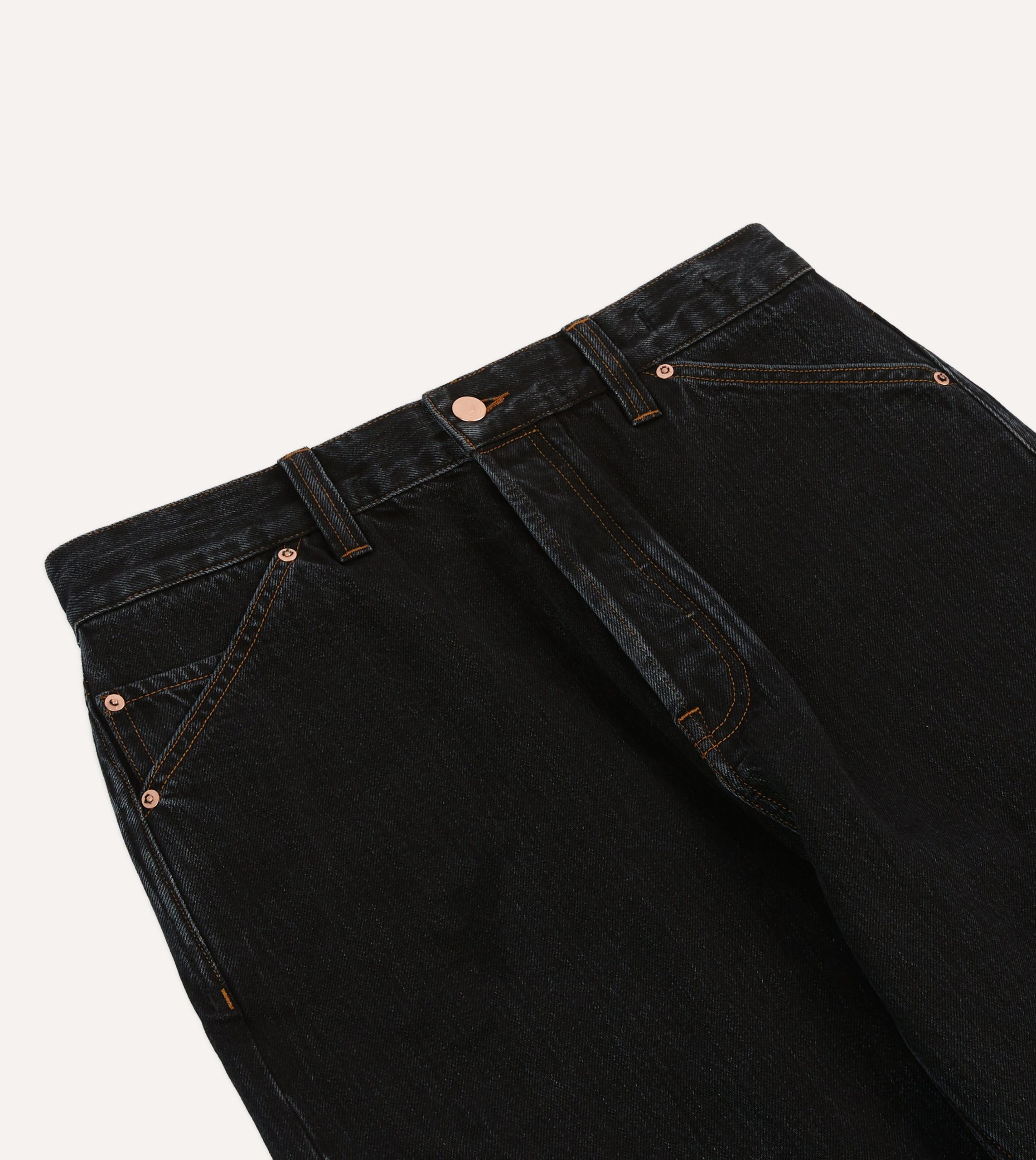 Drake's by A. Levine Black Stone Wash 12.3oz Selvedge Denim Five-Pocket Jeans - Image 4