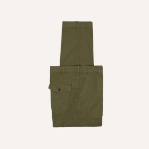Olive Cotton-Linen Herringbone Fatigue Trouser