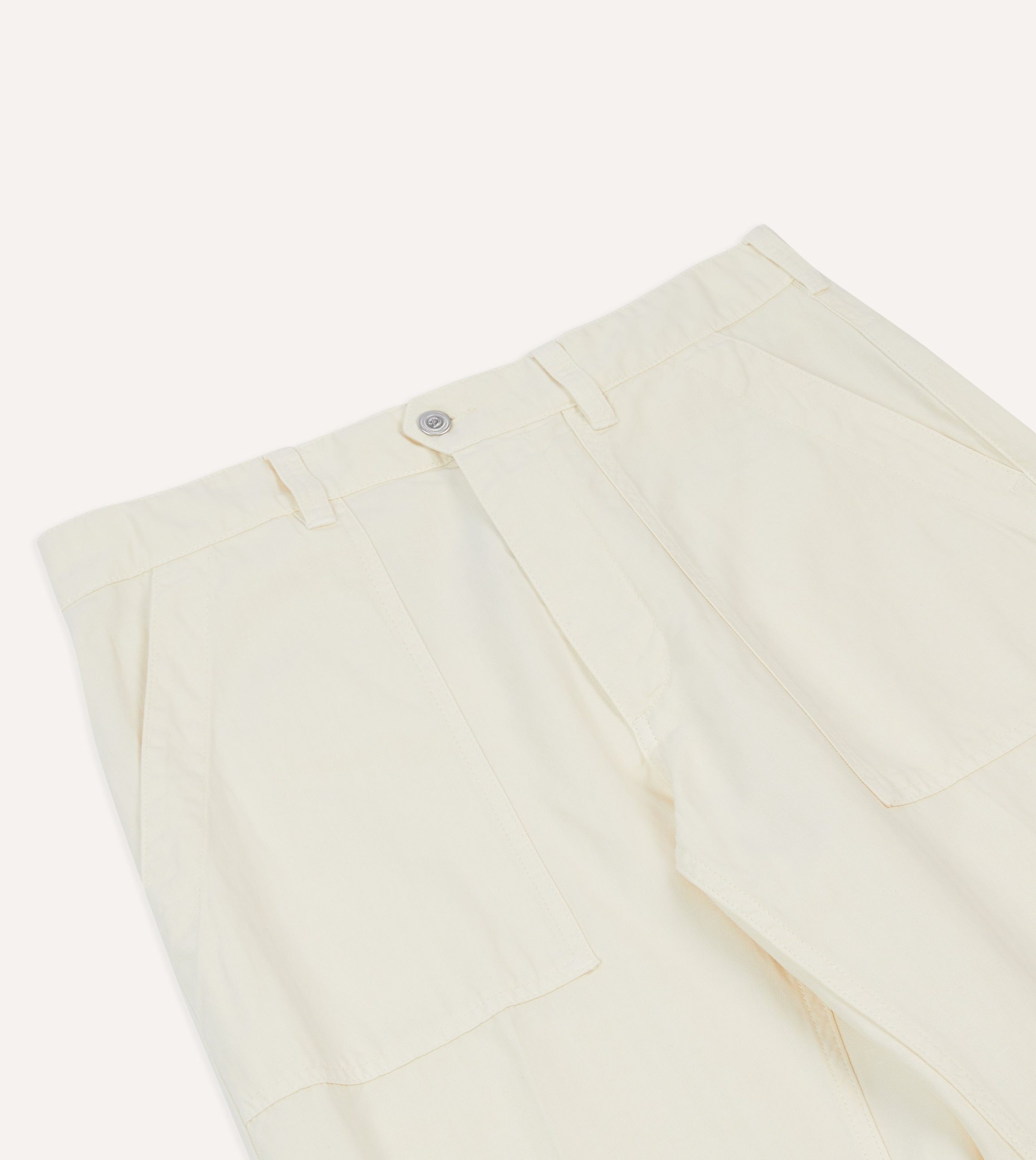 Ecru Cotton-Linen Herringbone Fatigue Trouser - Image 4