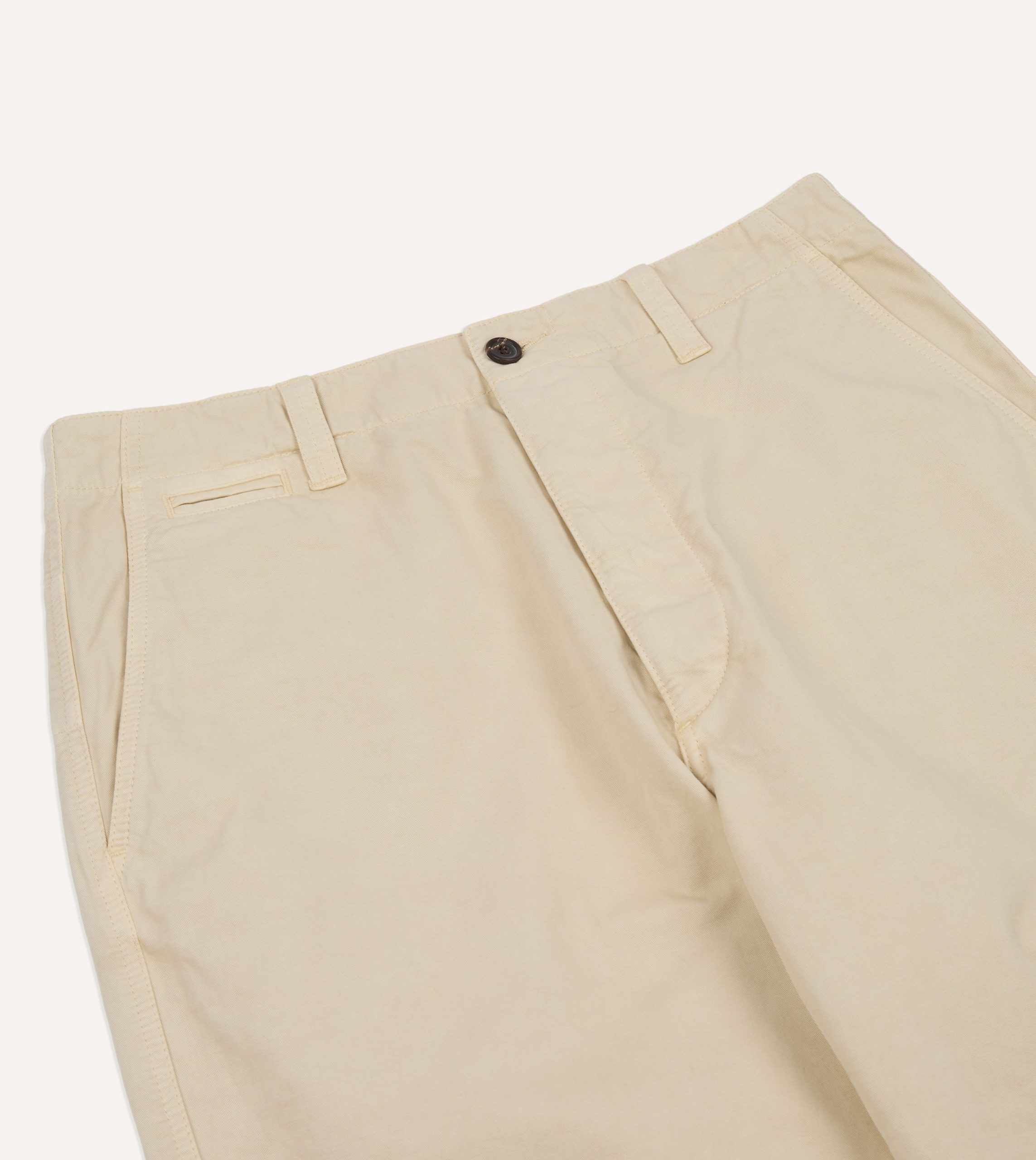 Cream Cotton Wide Leg Flat Front Chino - Image 4