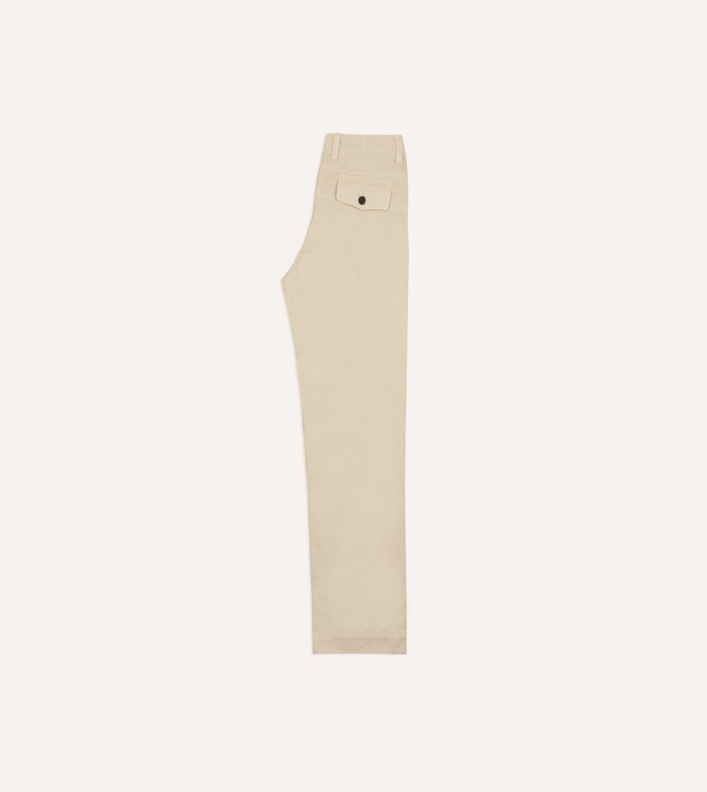Cream Cotton Wide Leg Flat Front Chino - Image 7