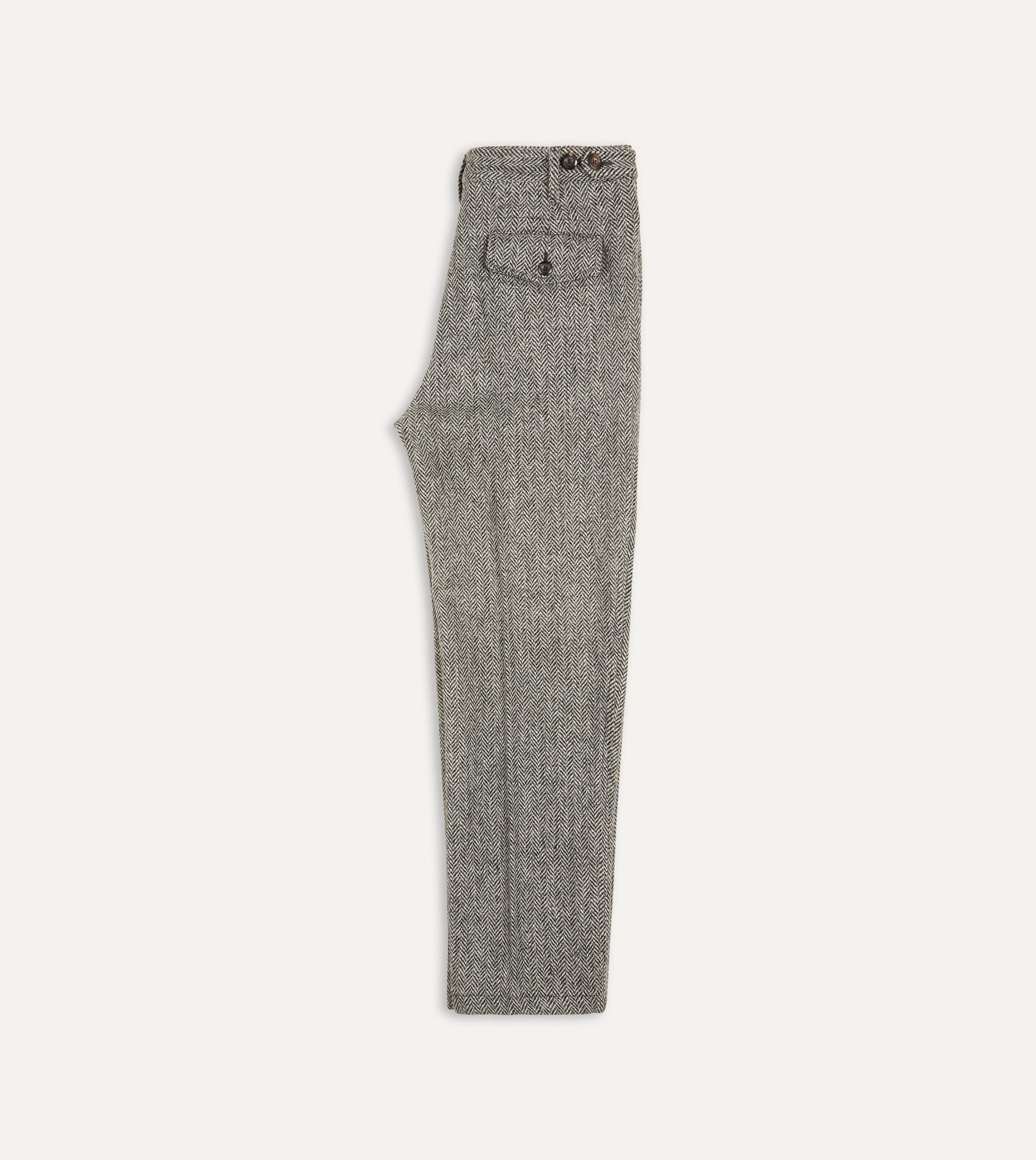 Grey Harris Tweed One Pleat Games Trousers - Image 6