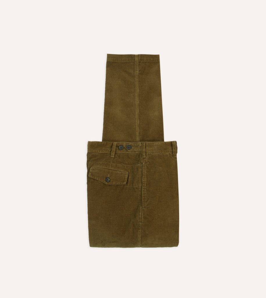 Olive Cotton Corduroy Field Games Trousers