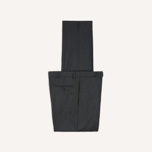 Grey Worsted Wool Flat Front Trouser