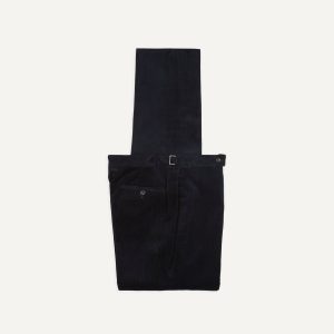 Navy Mid-Wale Corduroy Single Pleat Trouser