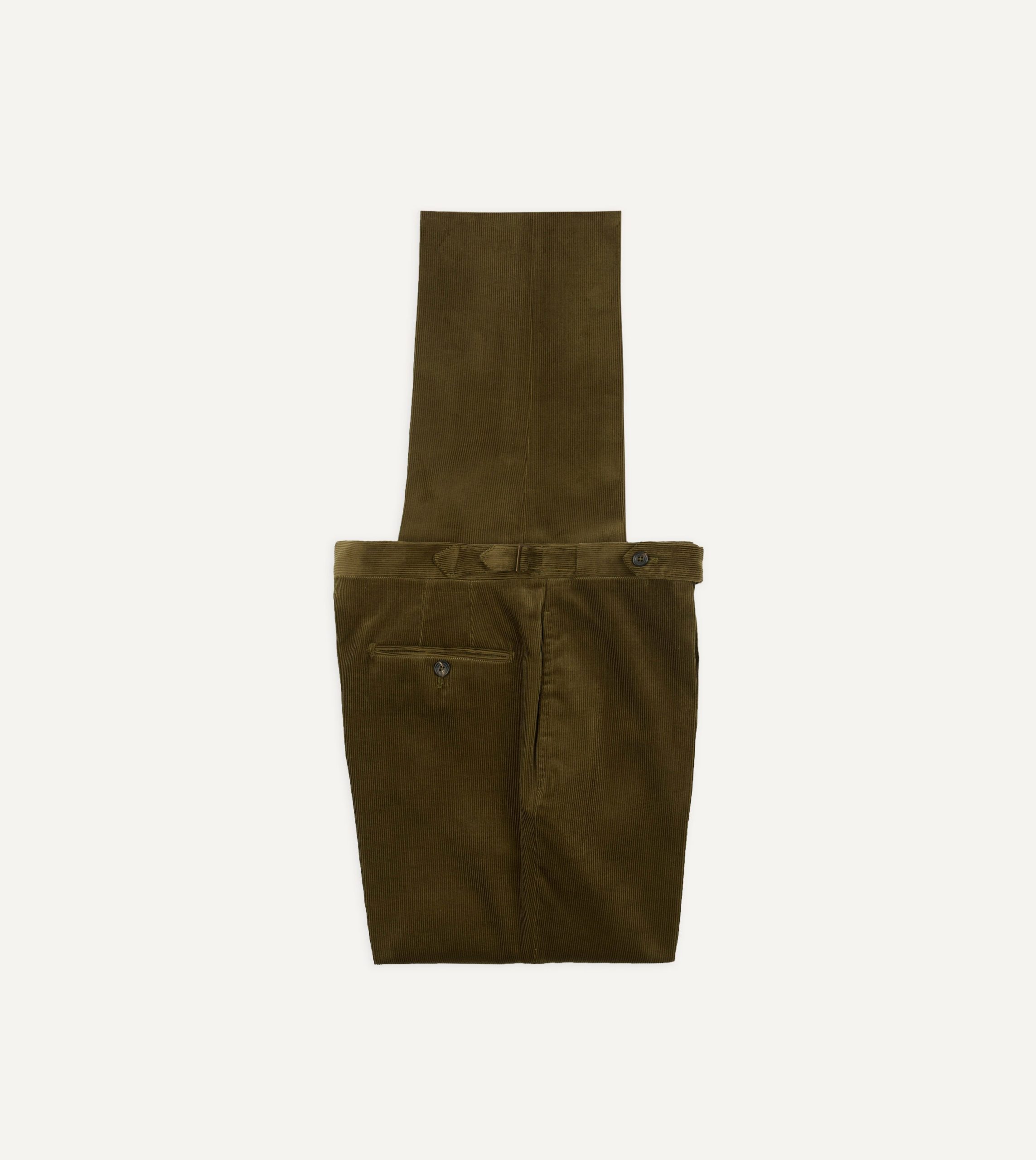Olive Mid-Wale Corduroy Single Pleat Trouser