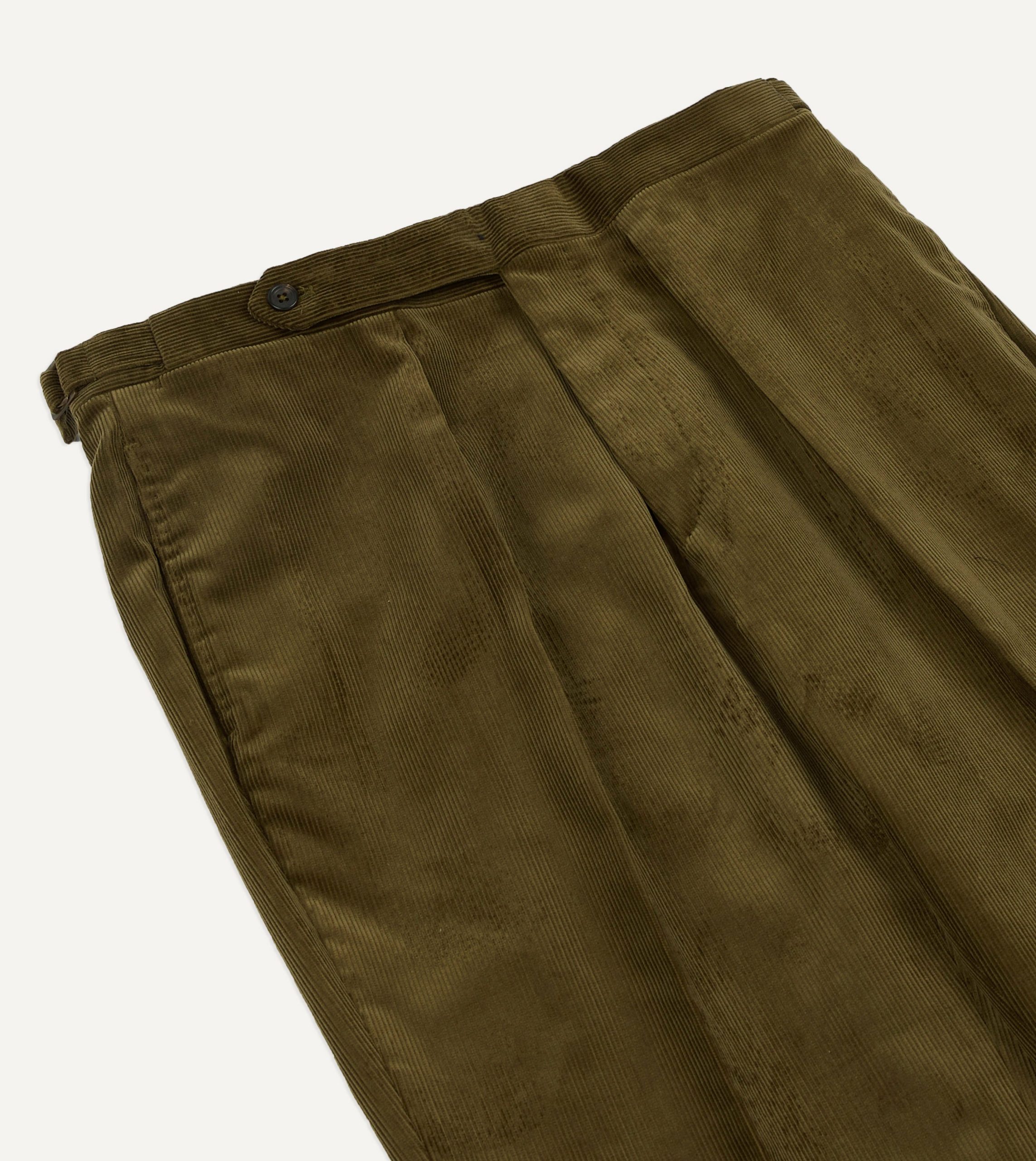 Olive Mid-Wale Corduroy Single Pleat Trouser - Image 4