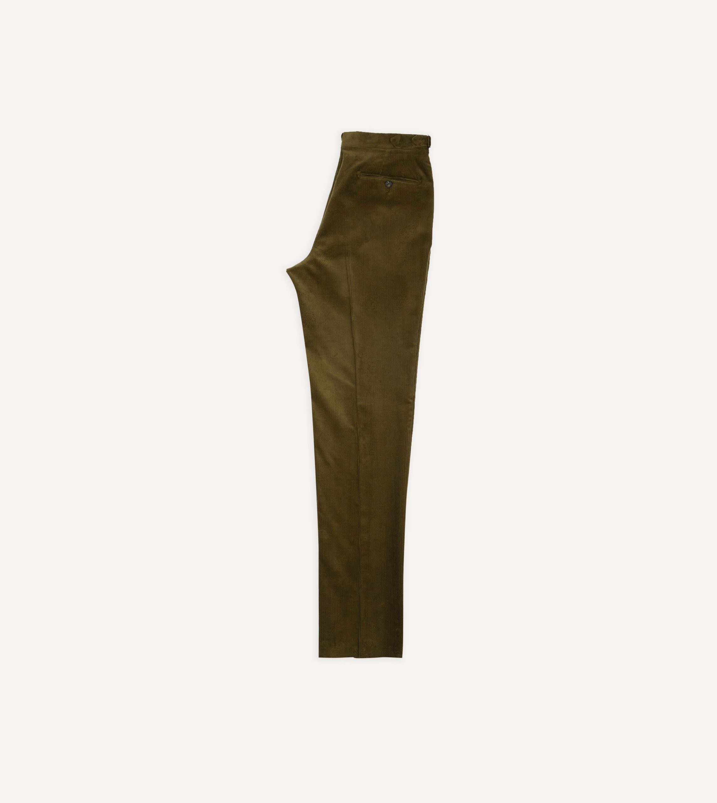 Olive Mid-Wale Corduroy Single Pleat Trouser - Image 6