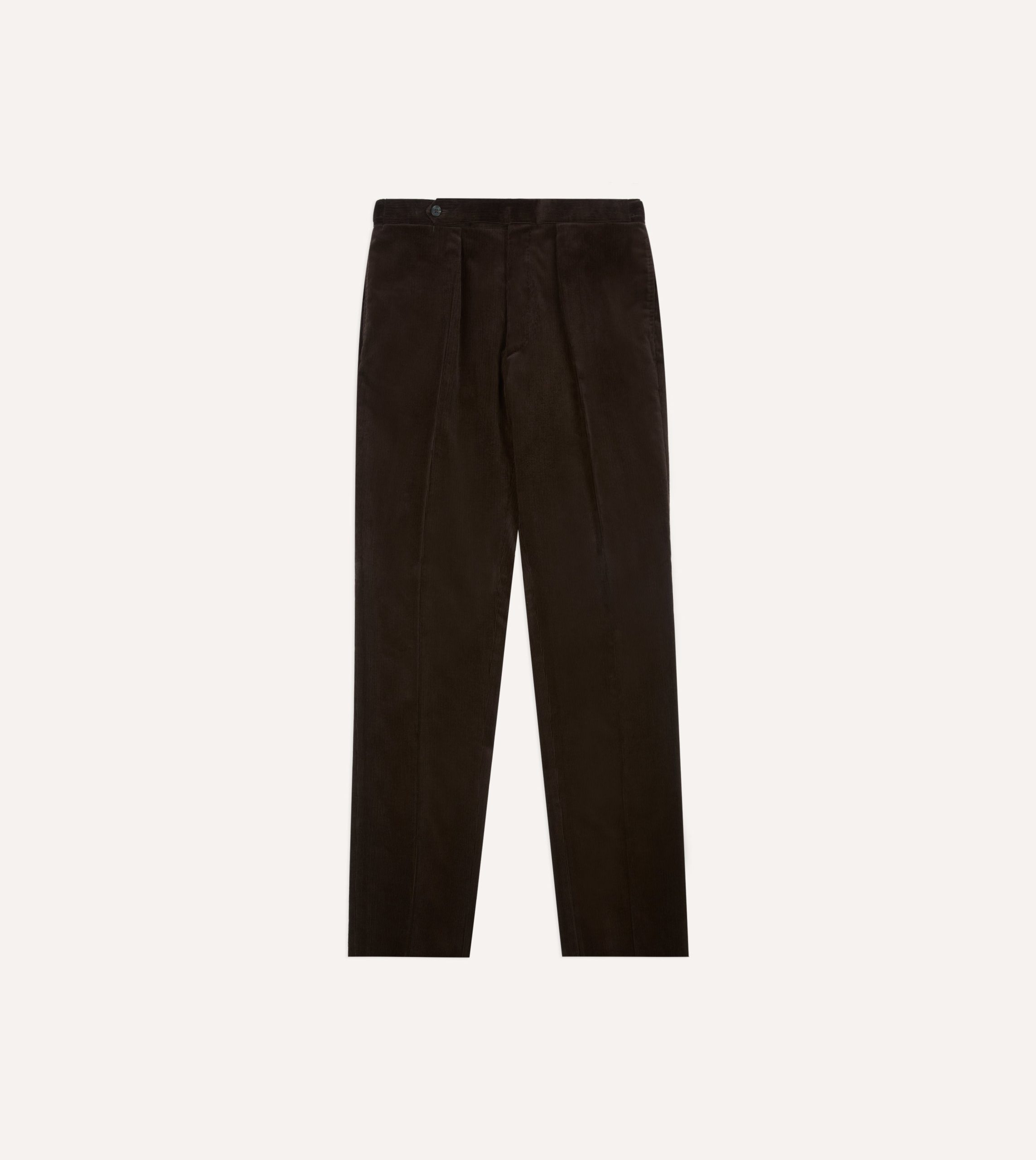 Brown Mid-Wale Corduroy Single Pleat Trouser - Image 3