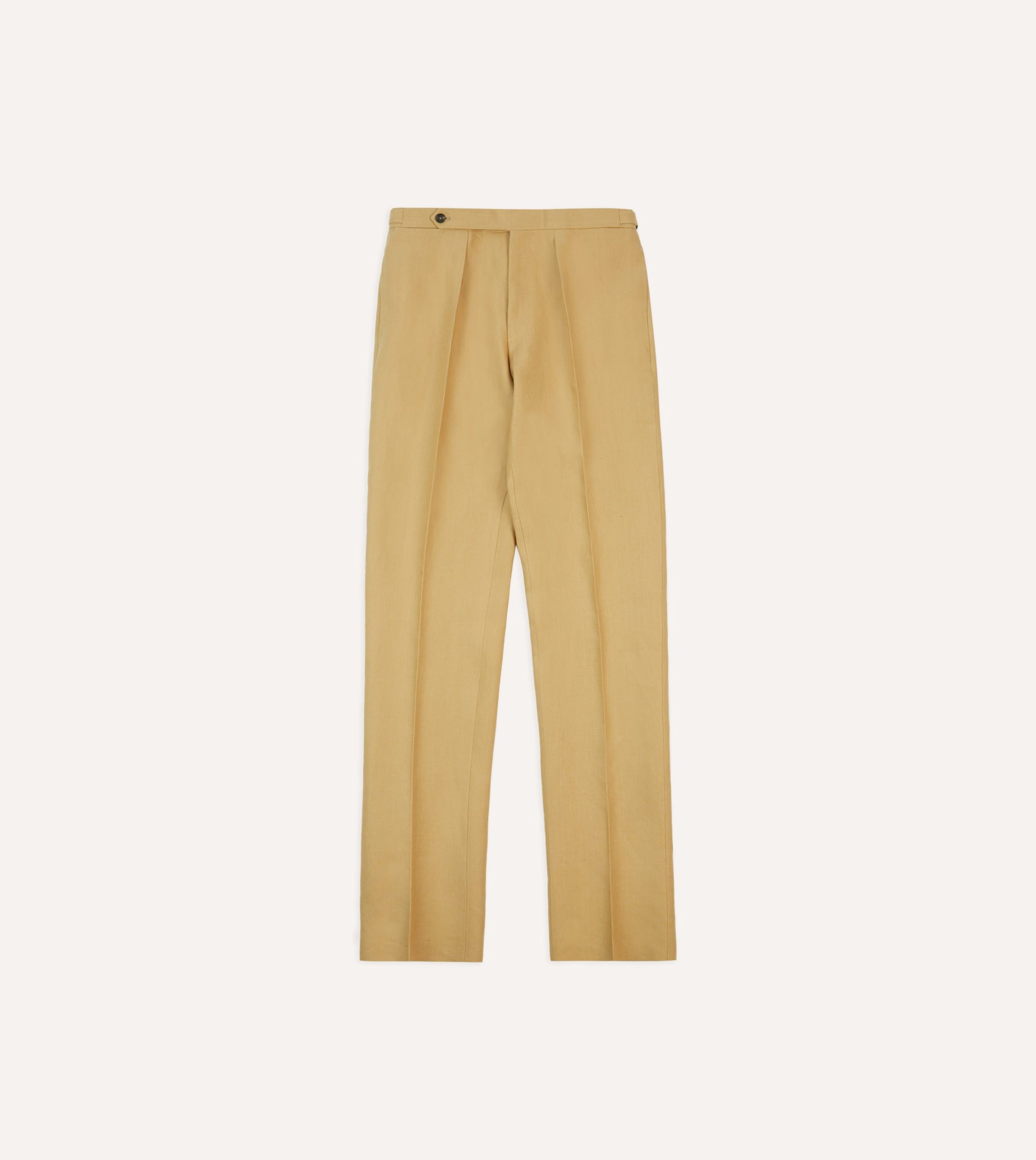 Sand Irish Linen Single Pleat Trouser - Image 3