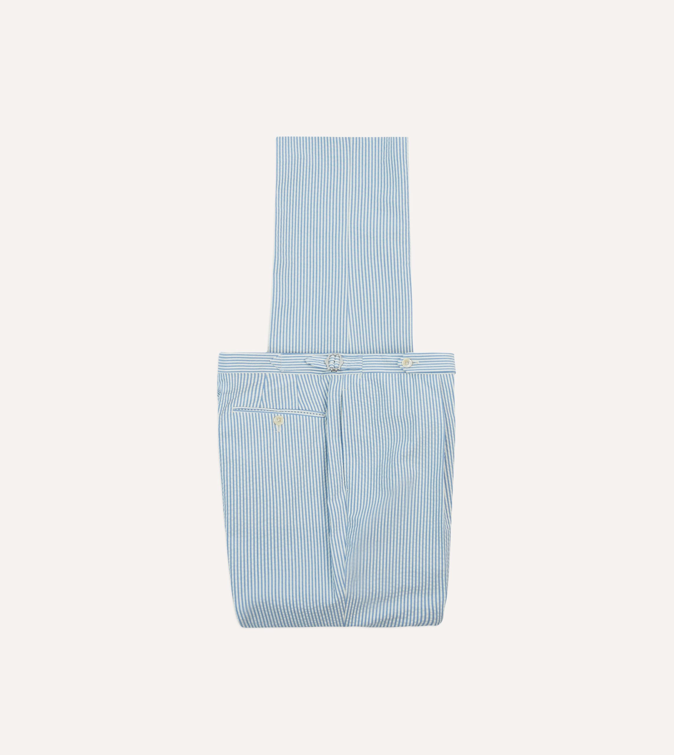 Seersucker Cotton Single Pleat Trouser