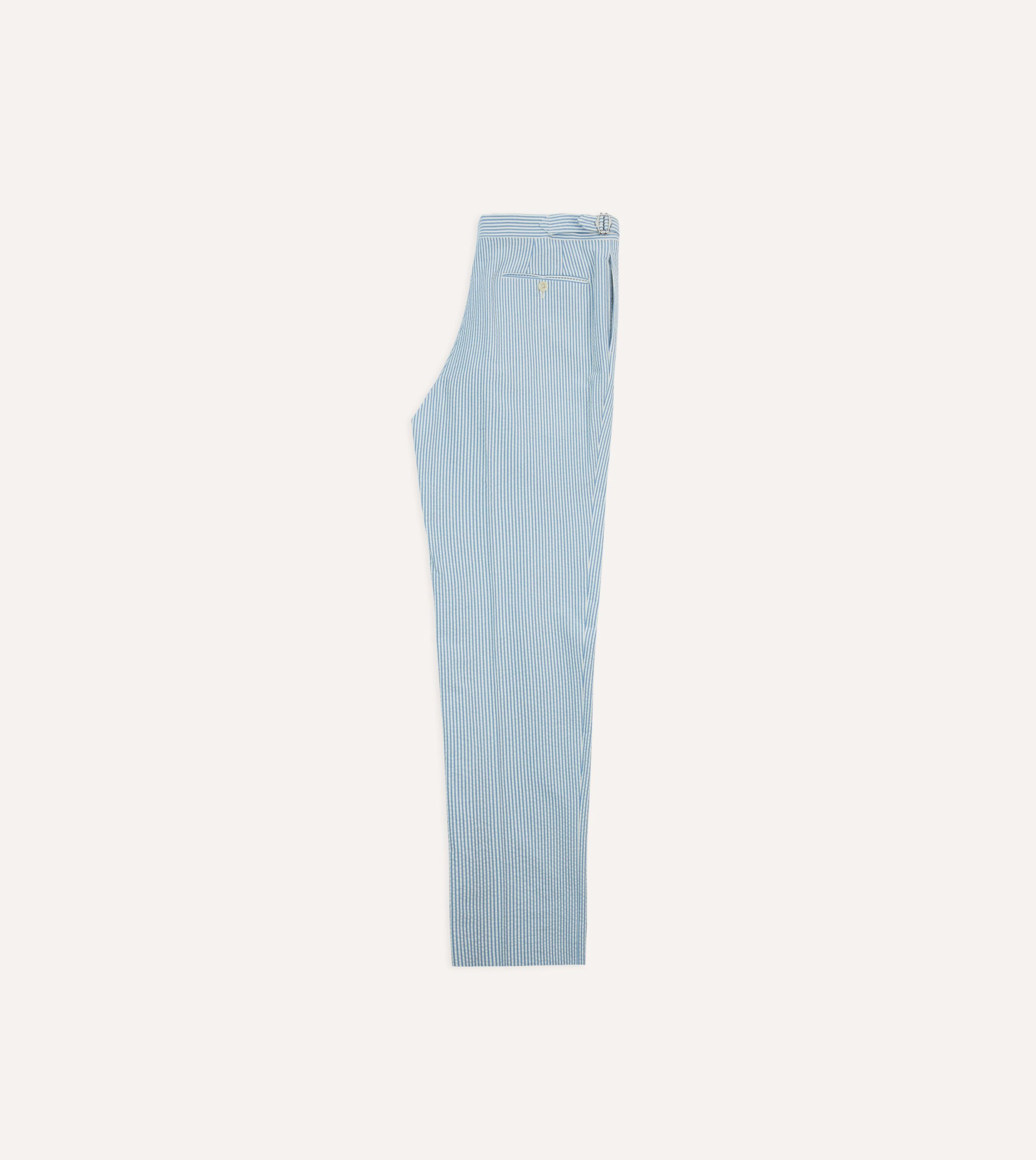 Seersucker Cotton Single Pleat Trouser - Image 6