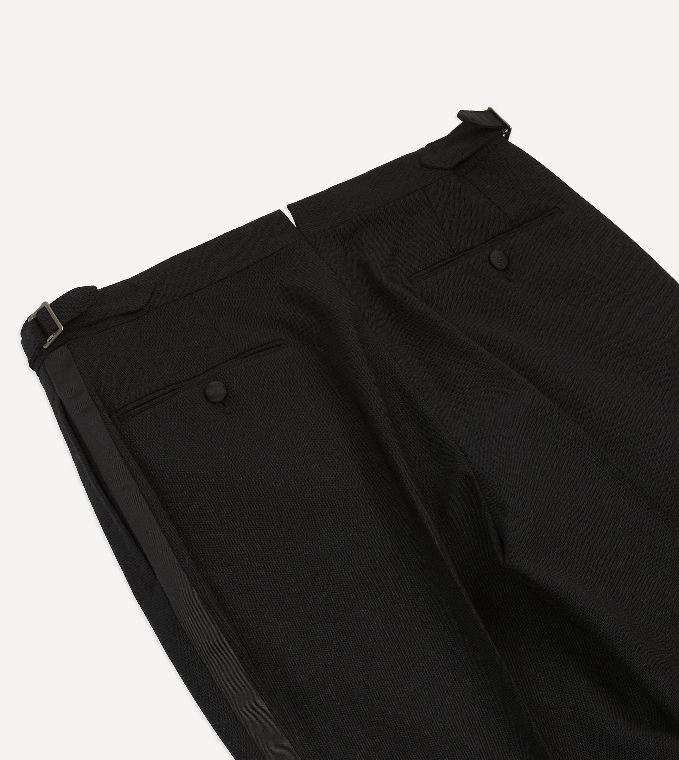 Black Wool Shawl Collar Tuxedo Trousers - Image 5