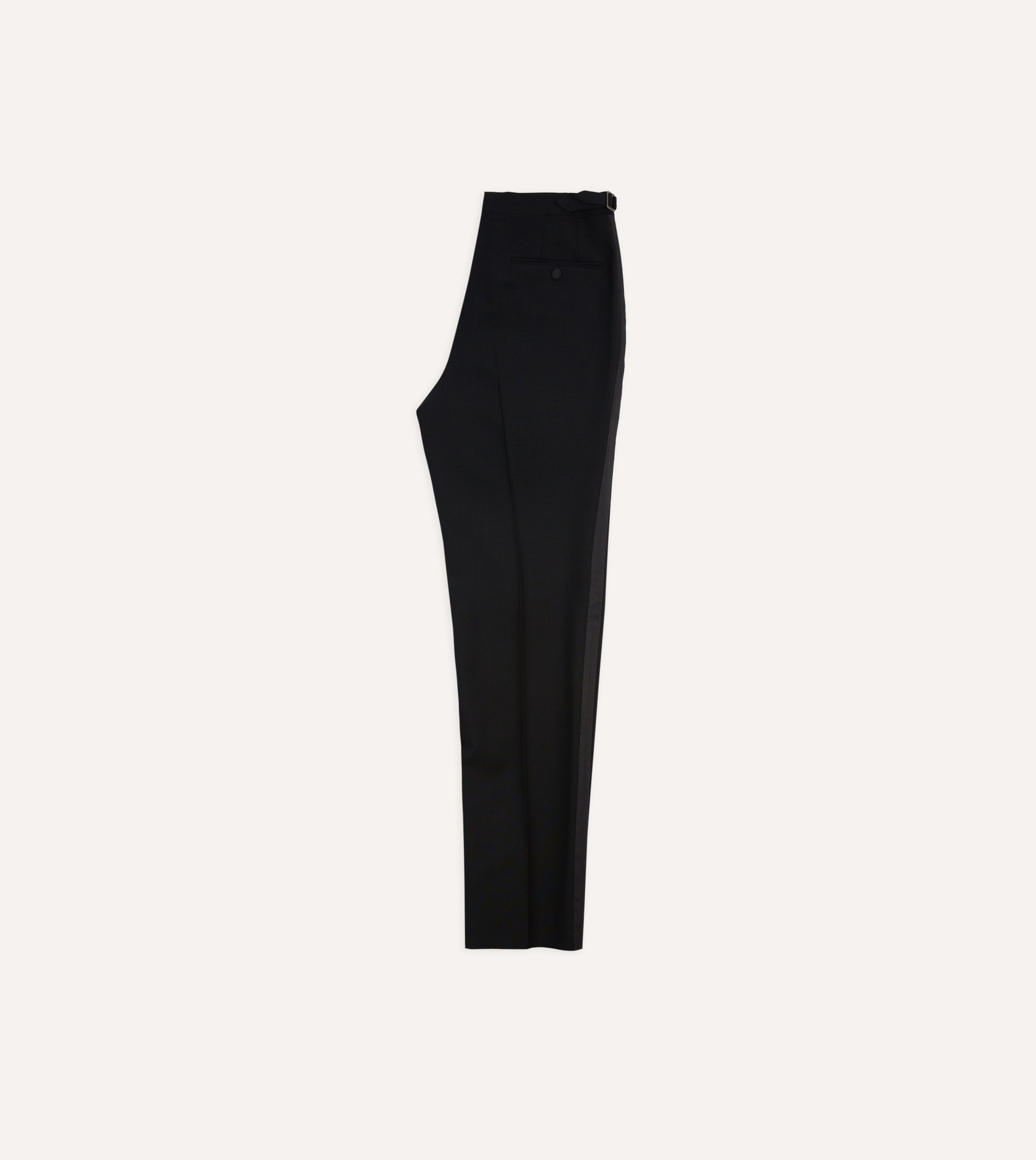 Black Wool Shawl Collar Tuxedo Trousers - Image 6
