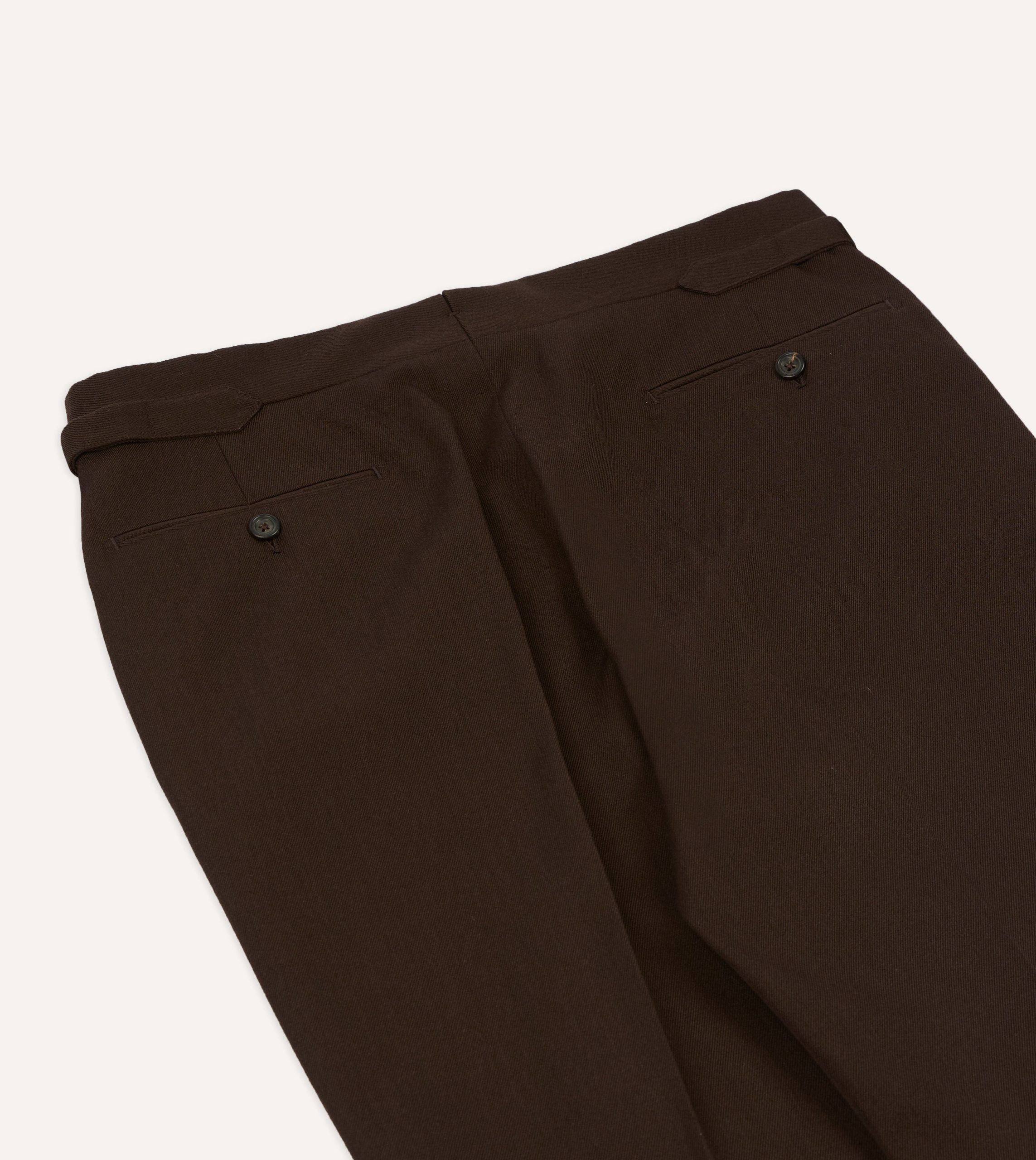 Brown Wool-Cotton Single Pleat Trouser - Image 5