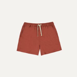 Washed Red Drawstring Shorts