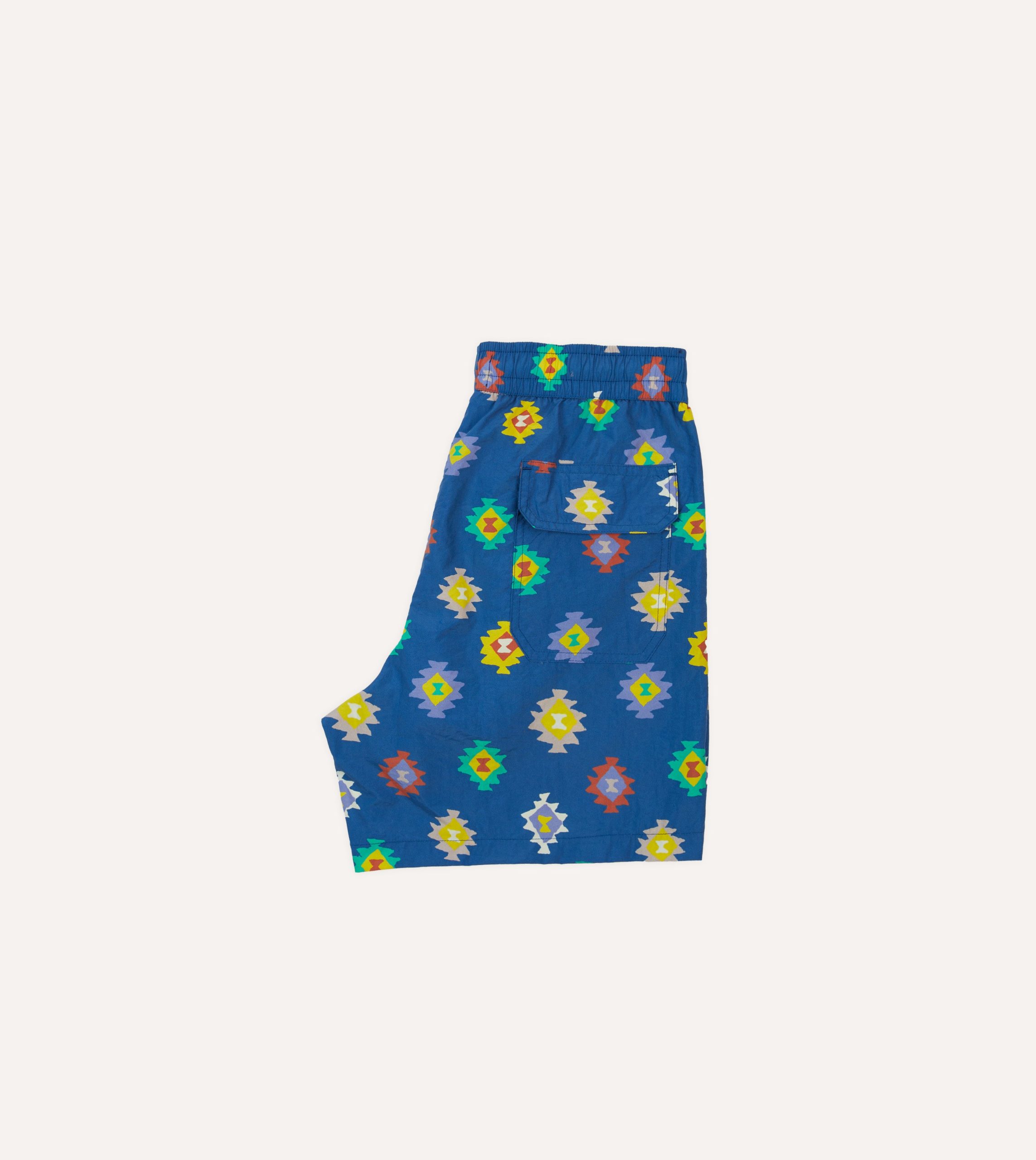 Blue Kilim Print Nylon Drawstring Swim Shorts - Image 6