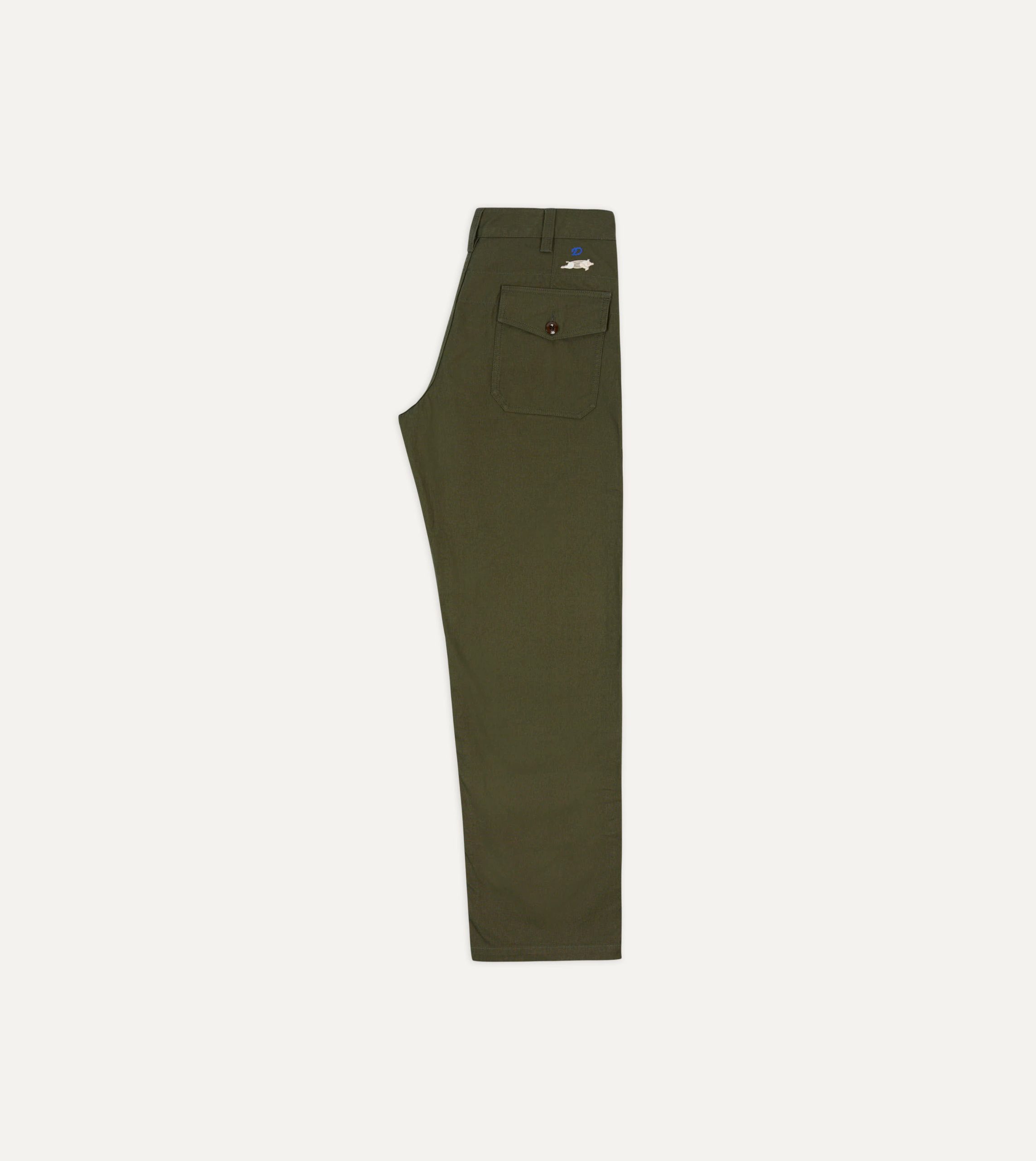 St. JOHN by Drake's Olive Cotton Fatigue Trouser - Image 7