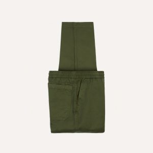Olive Cotton Drawstring Trousers