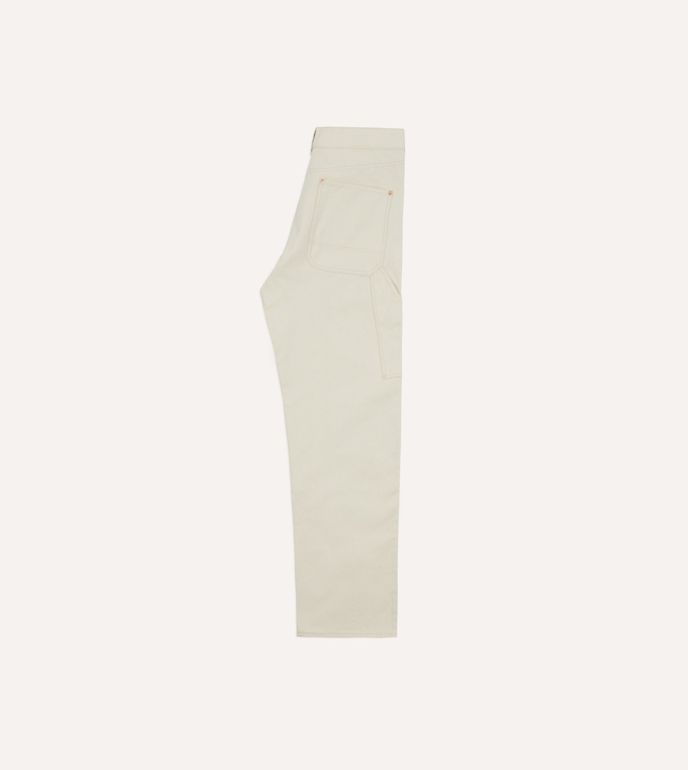 Ecru Cotton Canvas Carpenter Jeans - Image 5